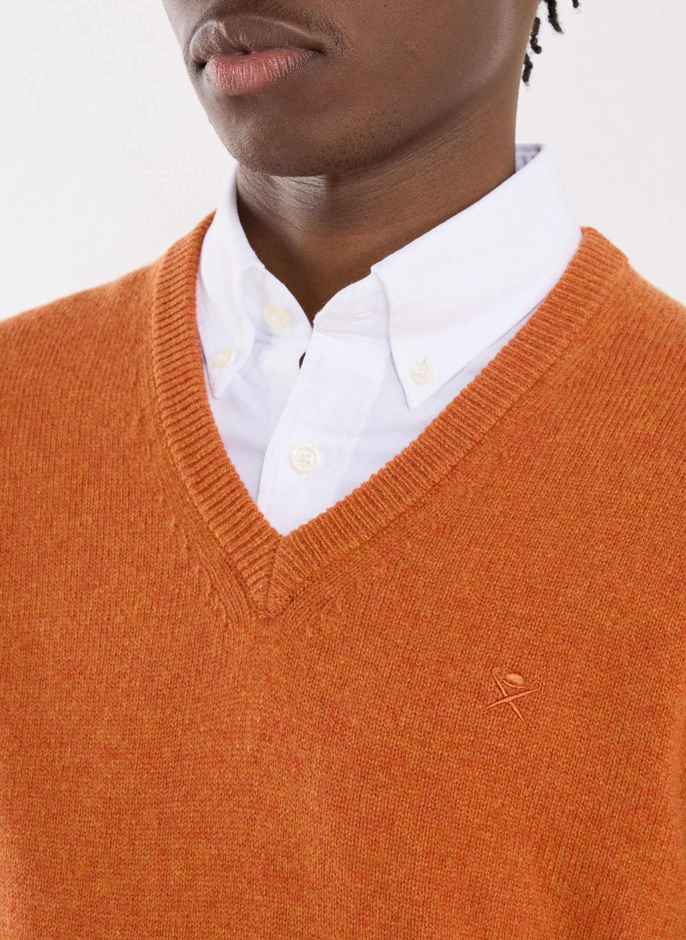 Straight V-neck wool jumper HACKETT Beige