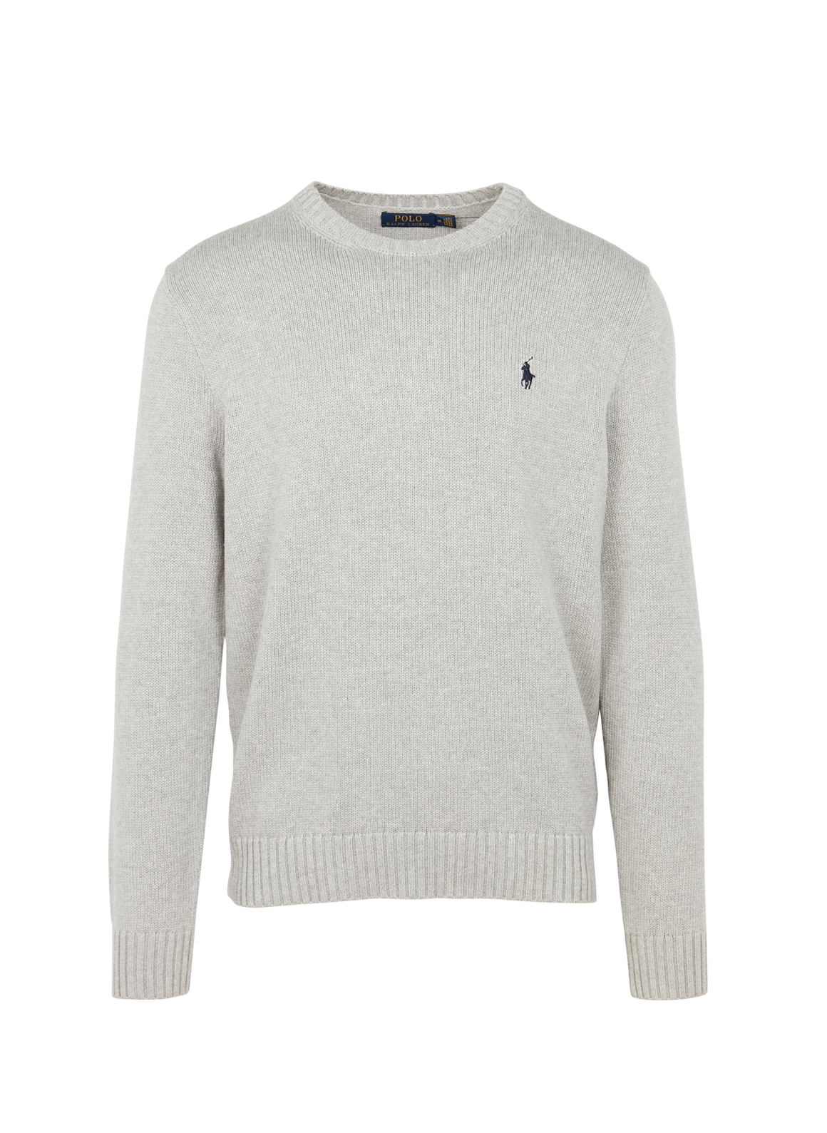 POLO RALPH LAUREN Ribbed round neck cotton sweater Grey