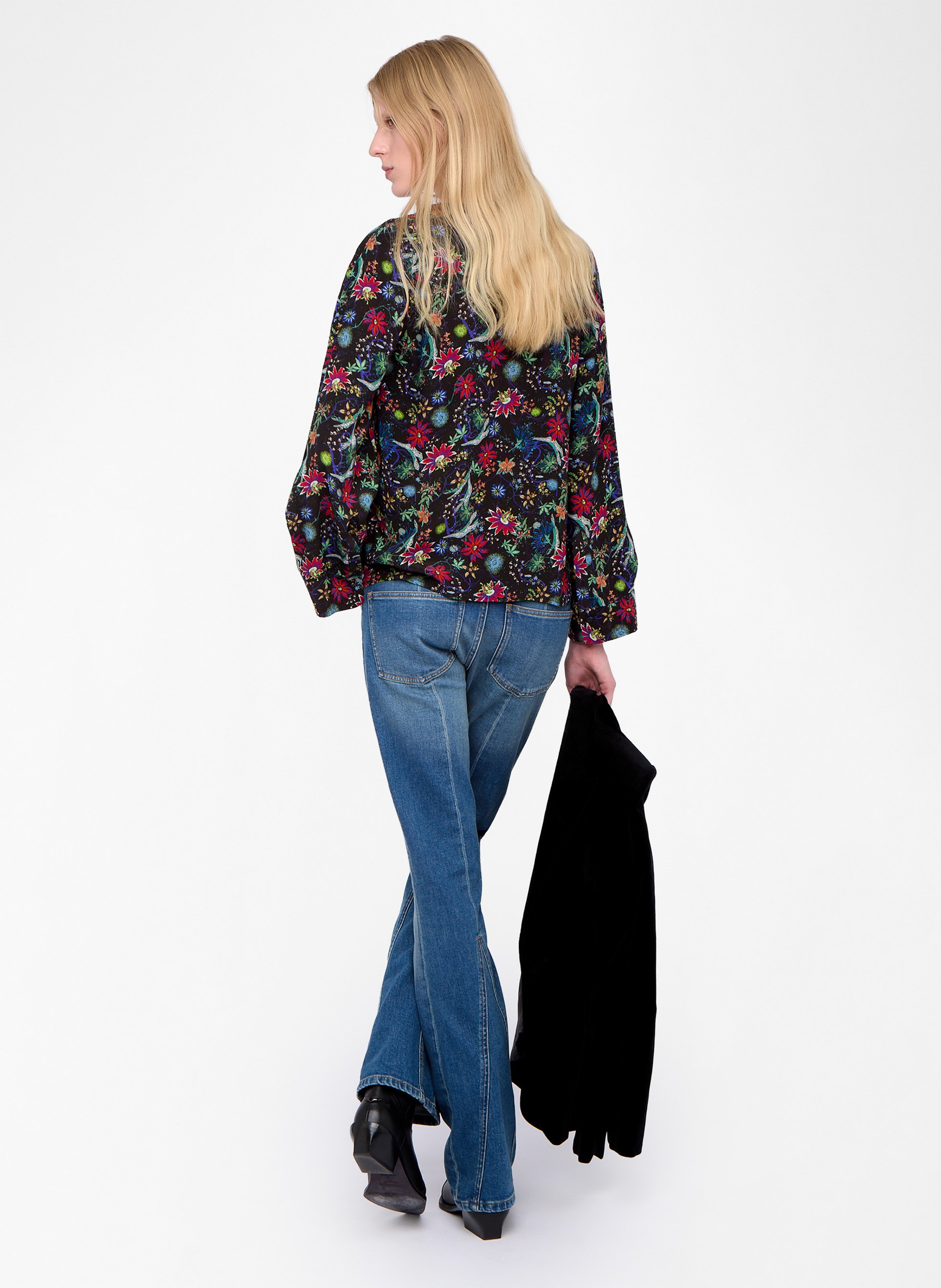 Top col v manches longues fleuri torny ZADIG&VOLTAIRE Bleu