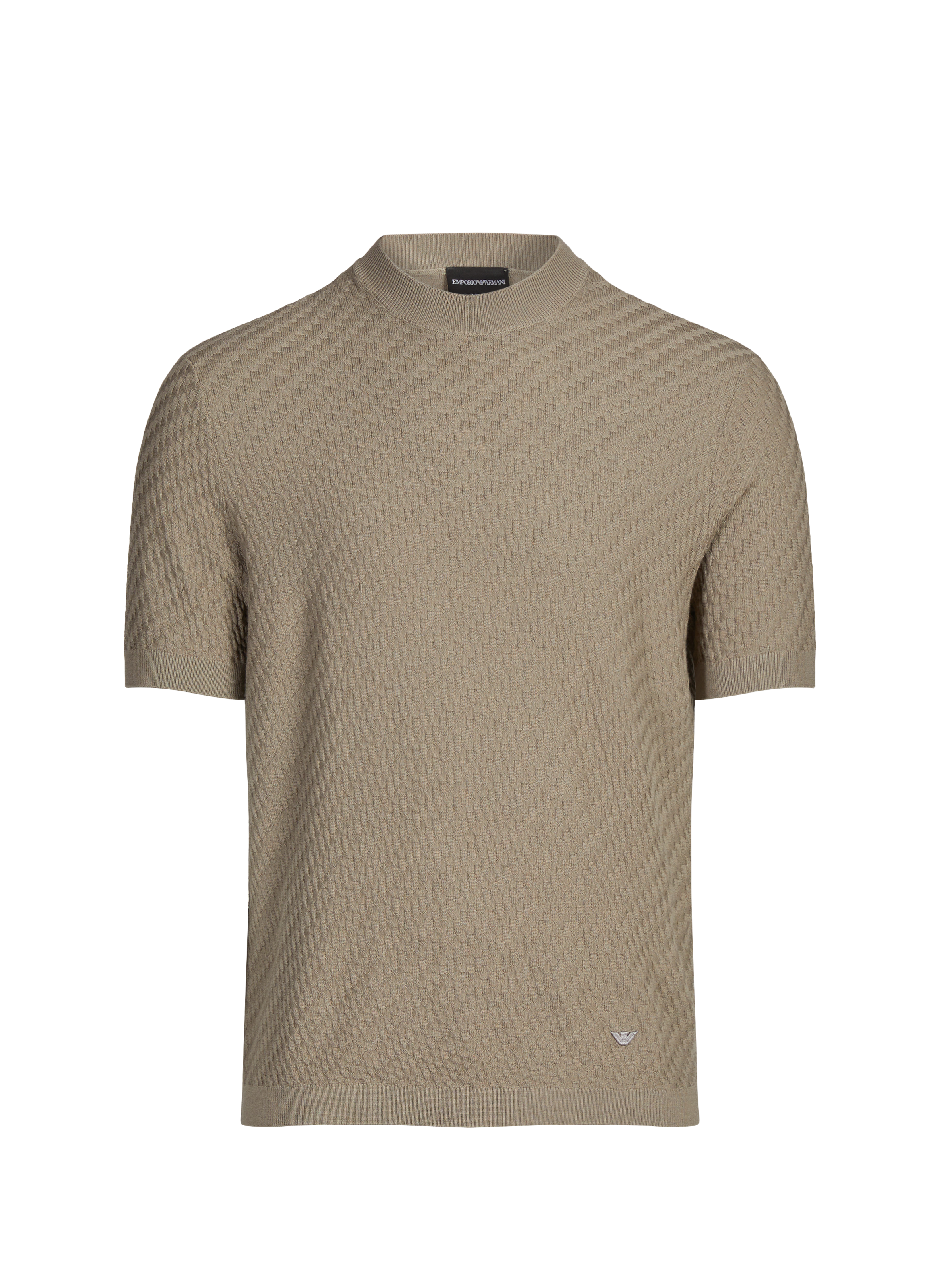 T-shirt à col rond en laine vierge EMPORIO ARMANI Beige