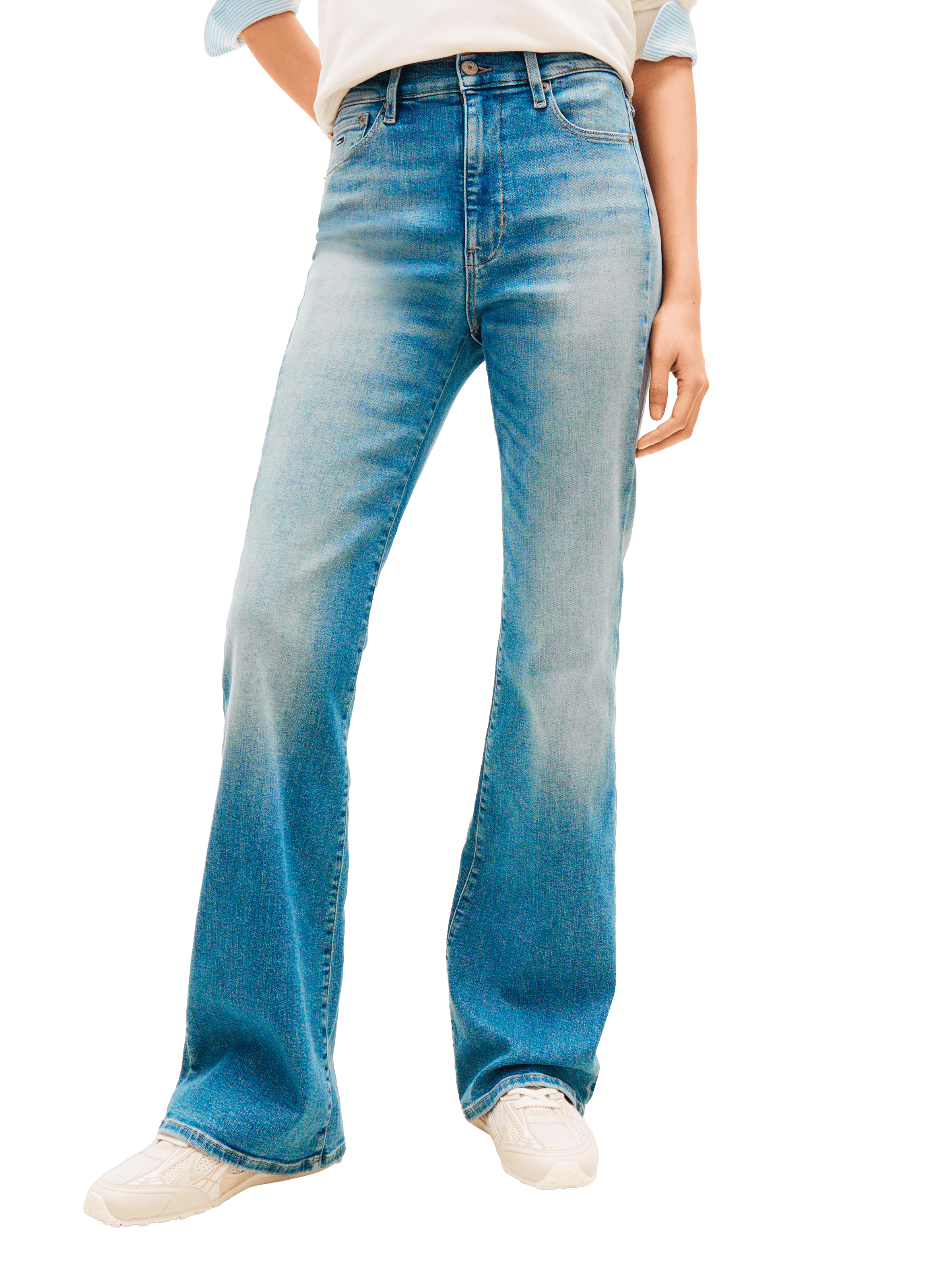 Flared washed denim jeans in a cotton blend TOMMY HILFIGER Blue