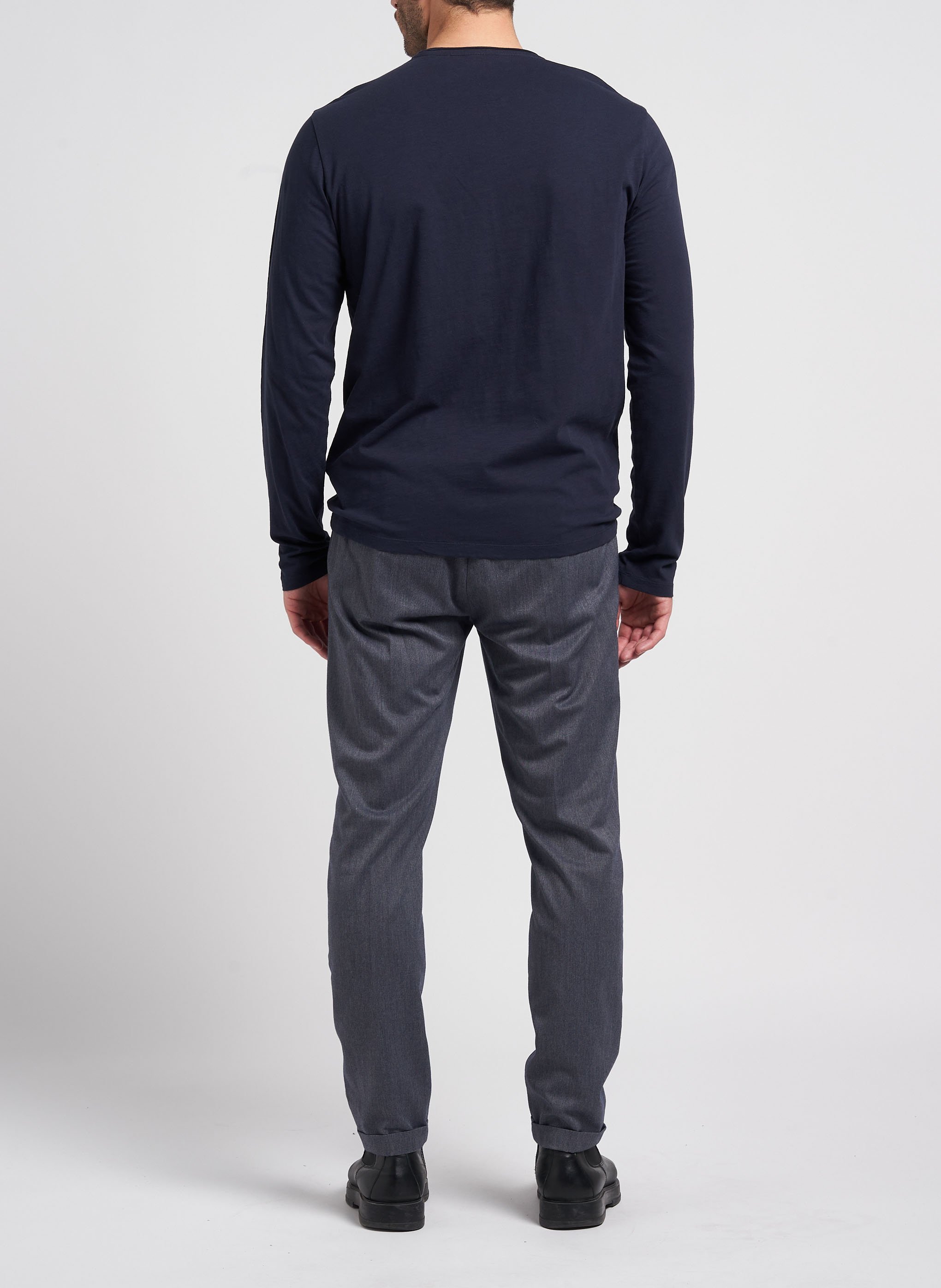 Tee-shirt col rond en coton Bleu