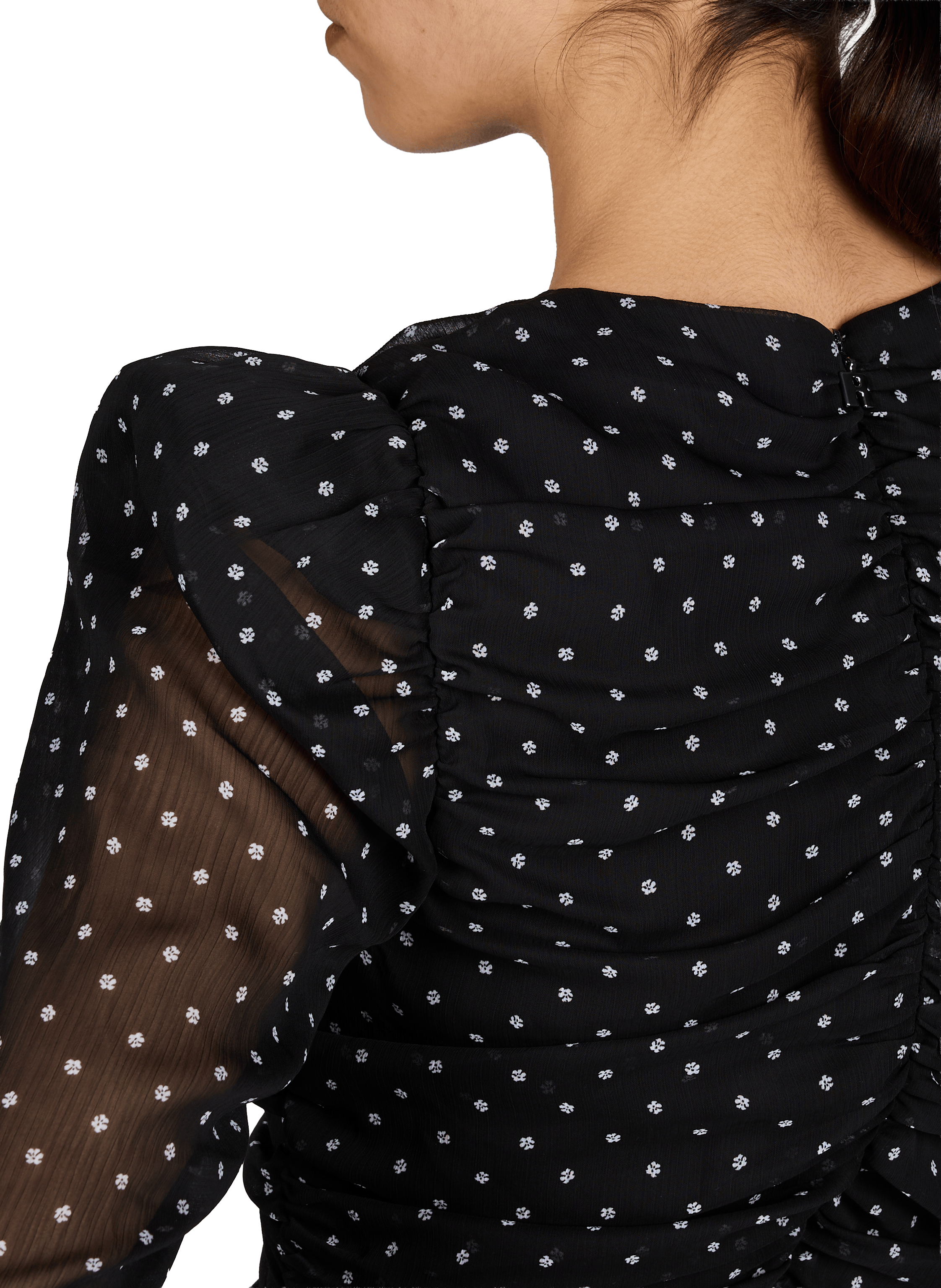 Robe courte froncée à pois ROTATE Noir