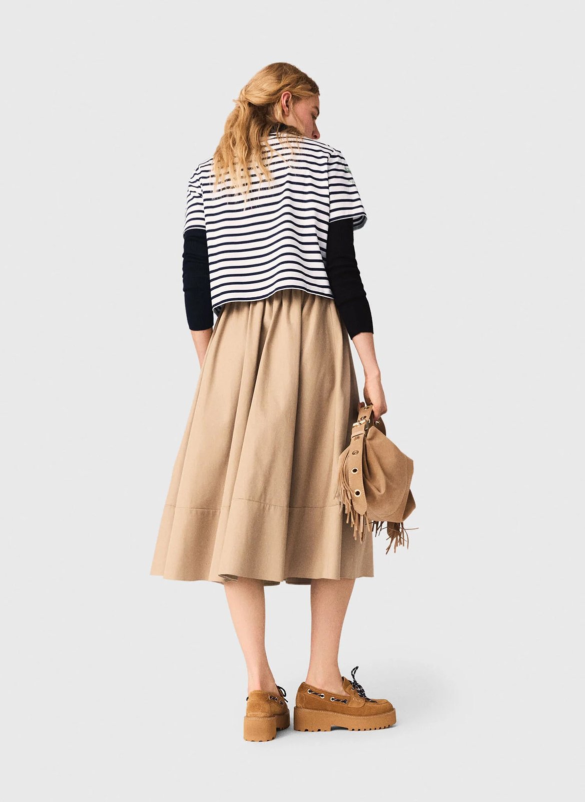 Tee-shirt rayé à strass court MAJE Blanc