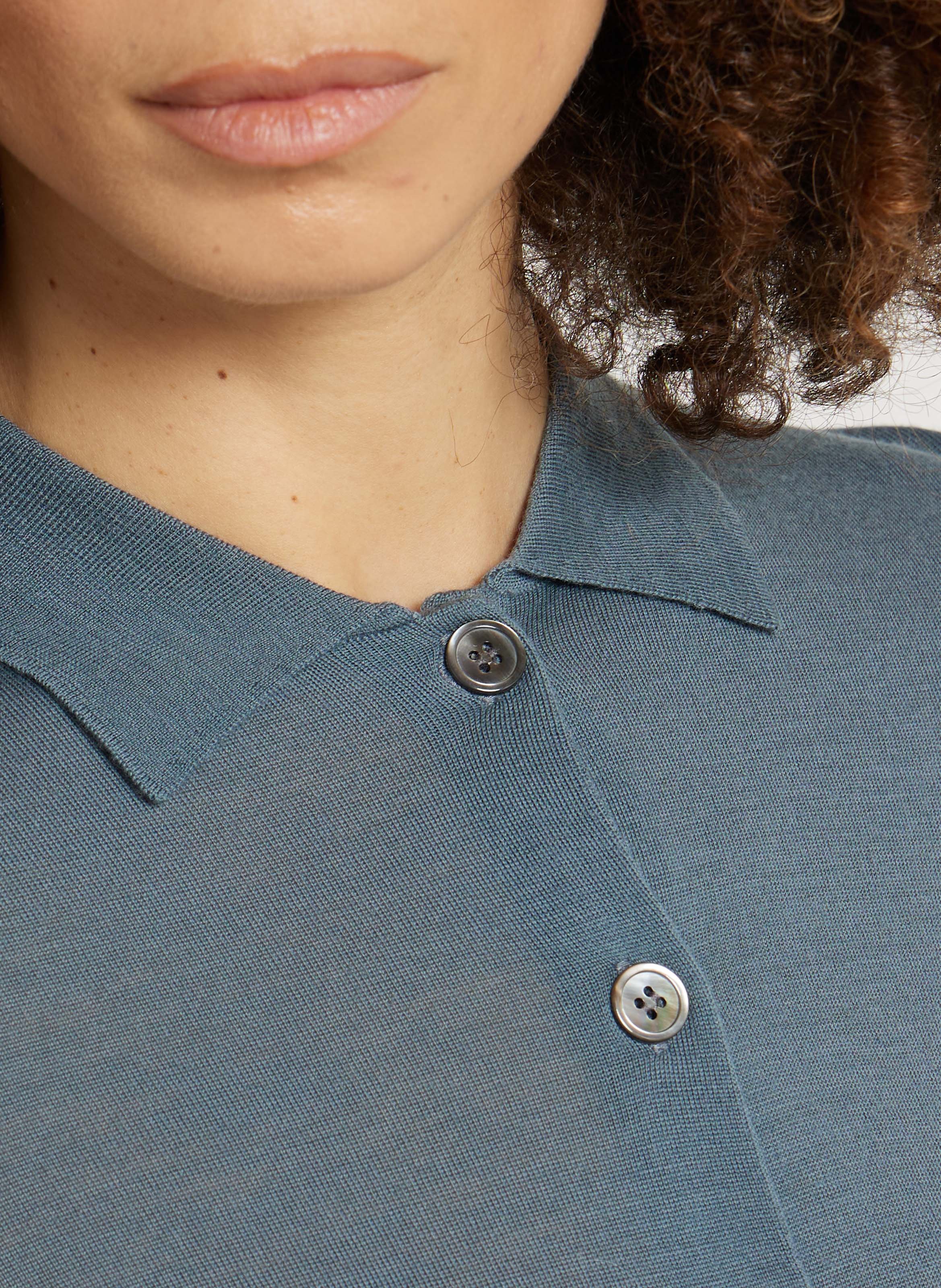 Gilet droit col classique en laine mérinos hailey SOEUR Bleu