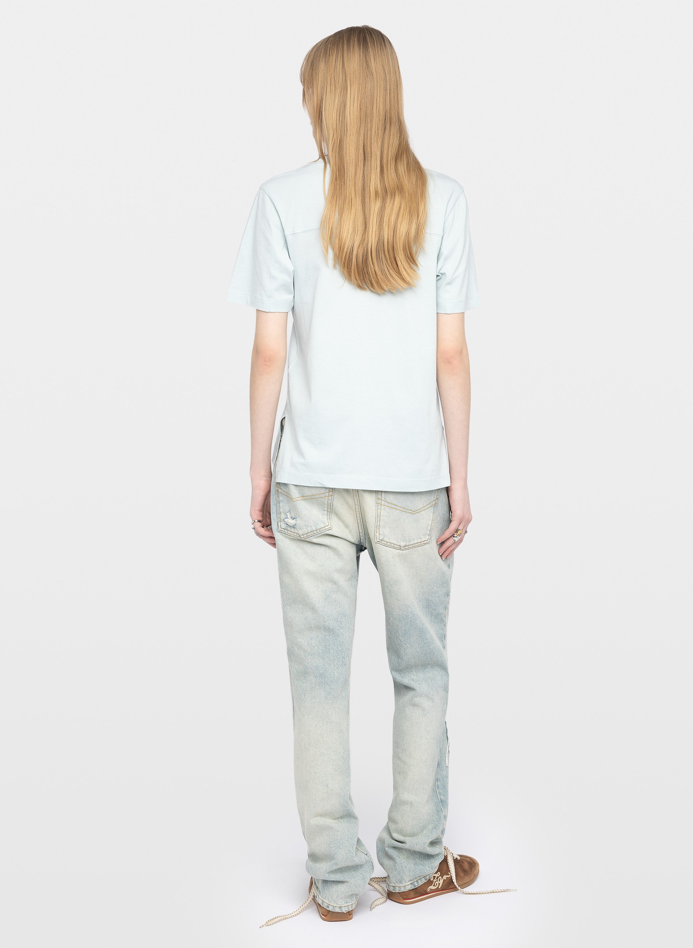 Tee-shirt manches courtes imprimé avec strass boo ZADIG&VOLTAIRE Bleu