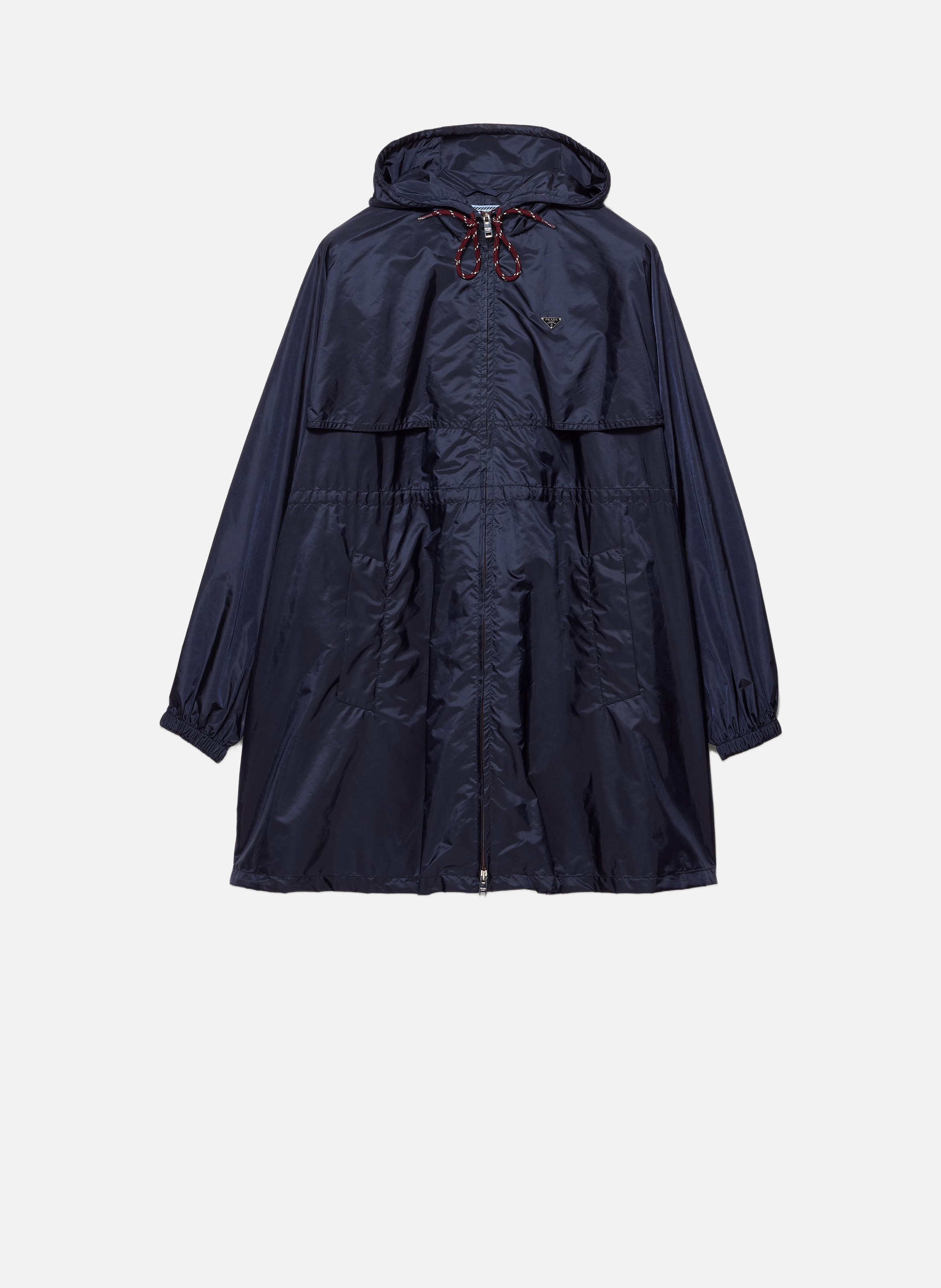 Imperméable à capuche en re-nylon léger PRADA Bleu