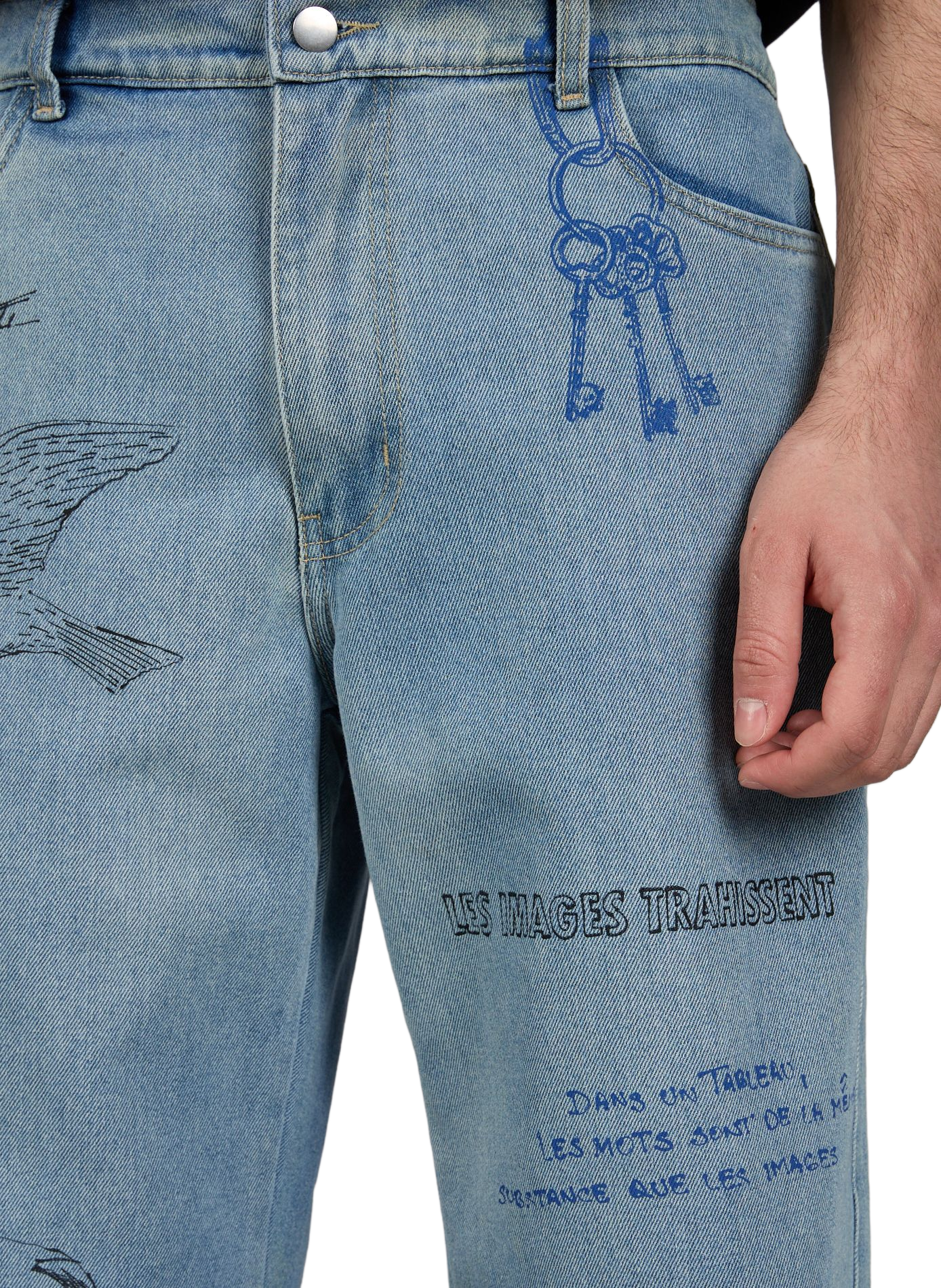 Rechte jeans met katoenen print PAS UNE MARQUE Blauw