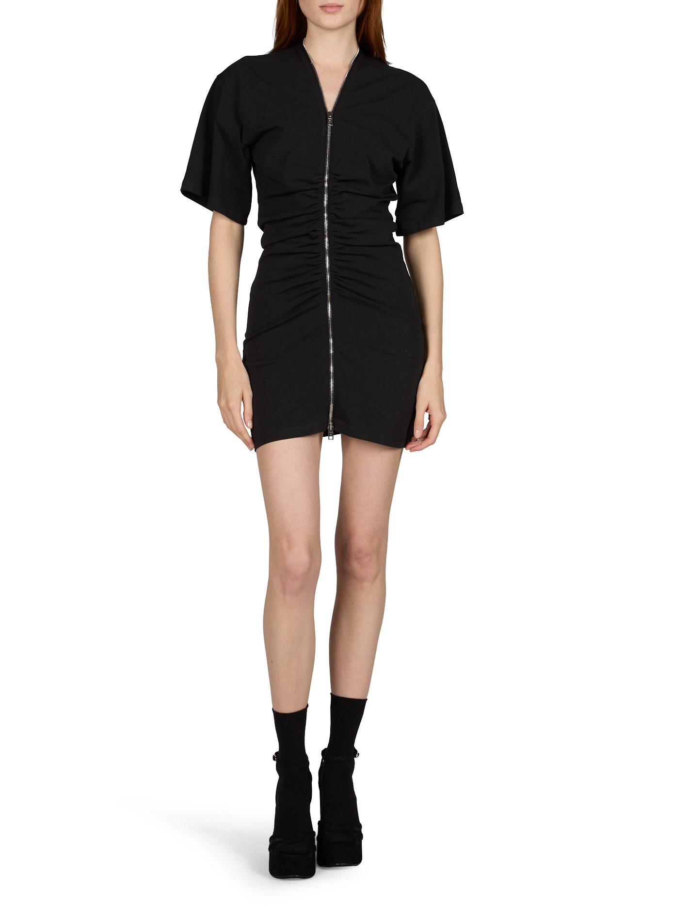 Robe courte zippée en coton mélangé ALEXANDER WANG Noir