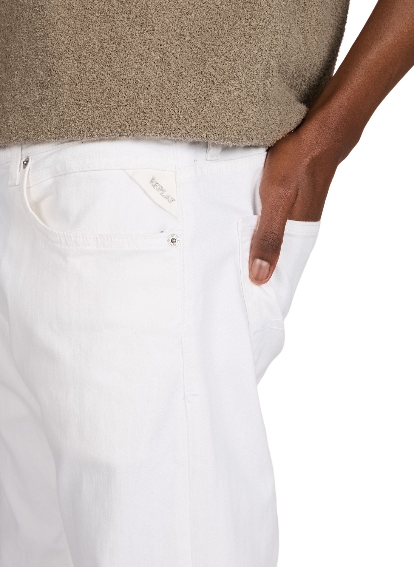 Jean droit en coton mélangé REPLAY Blanc