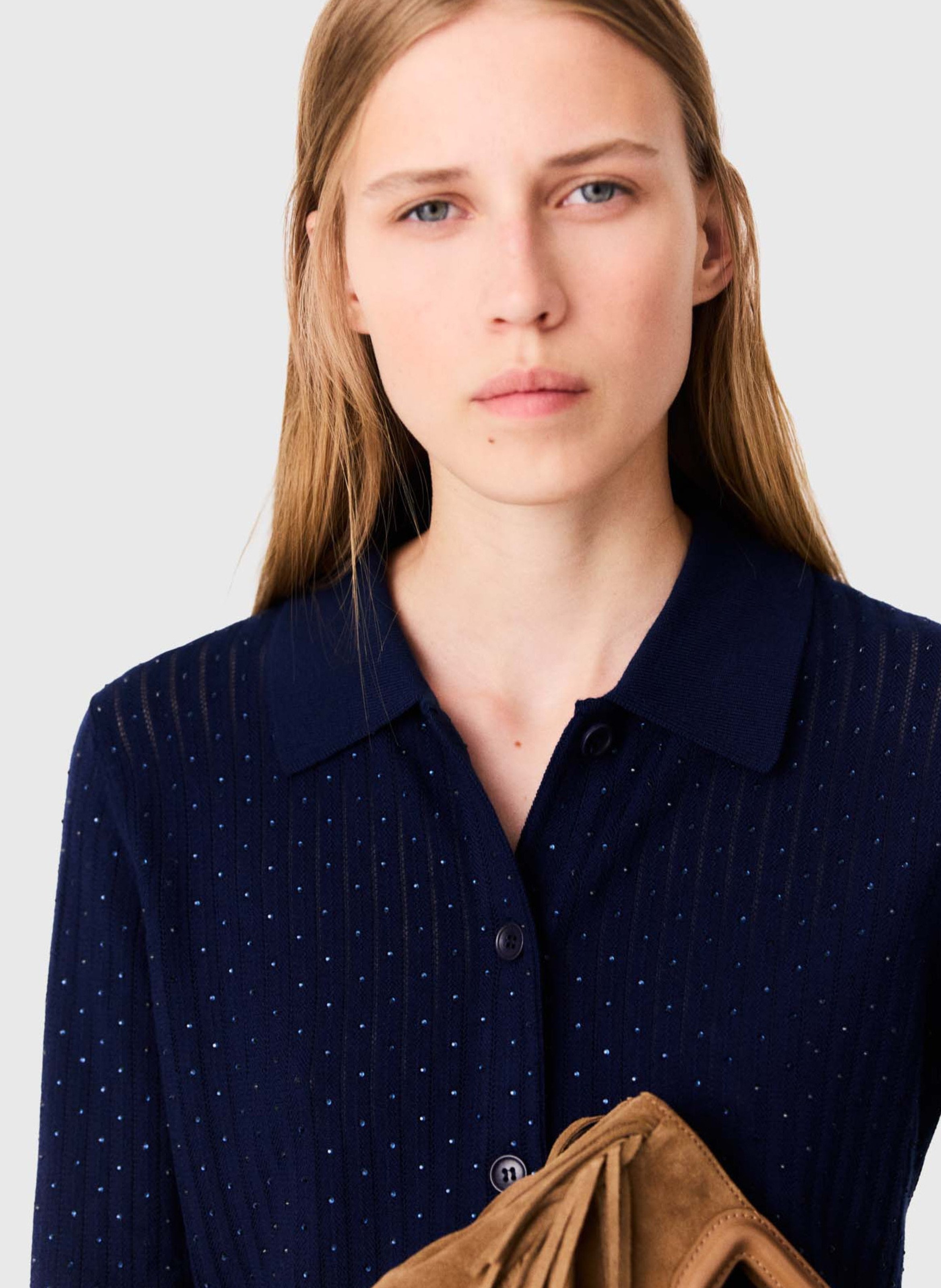 Cardigan en laine mélangée MAJE Bleu
