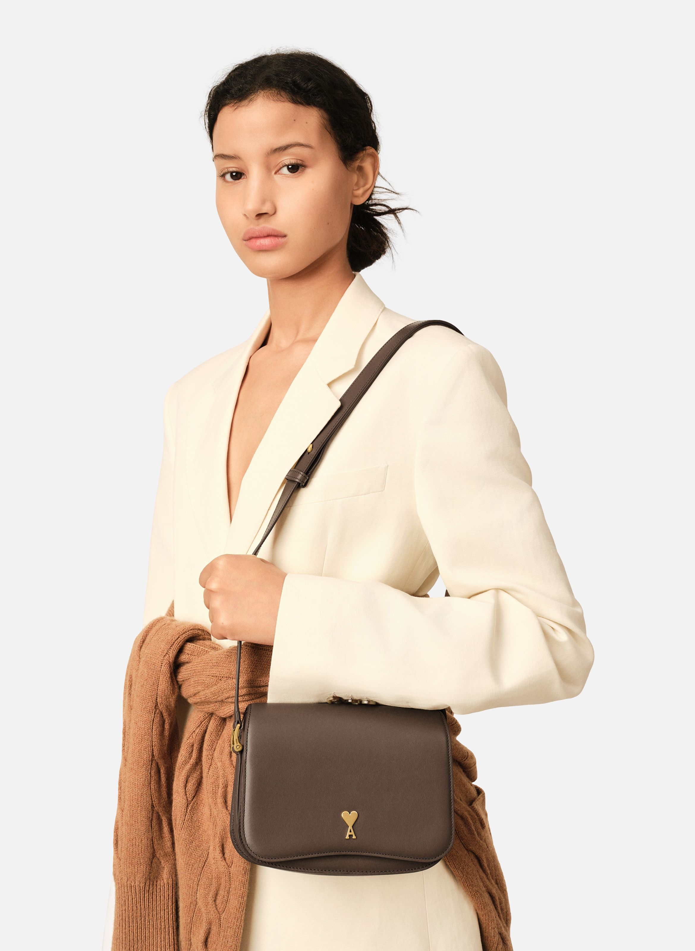 Sac paris paris unisexe en cuir de vachette AMI PARIS Marron