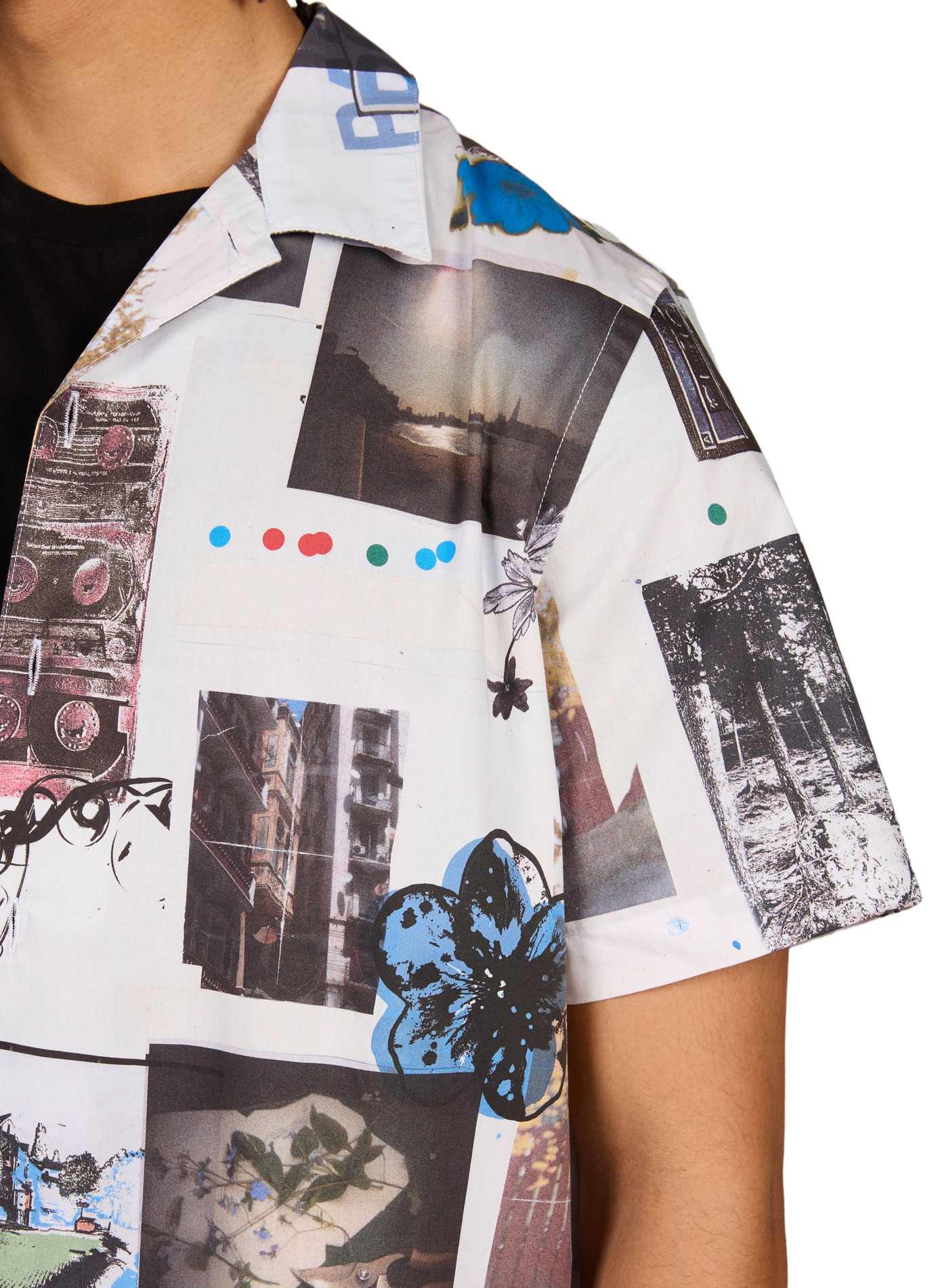 Loose-fitting cotton shirt with scrapbook print PAUL SMITH White