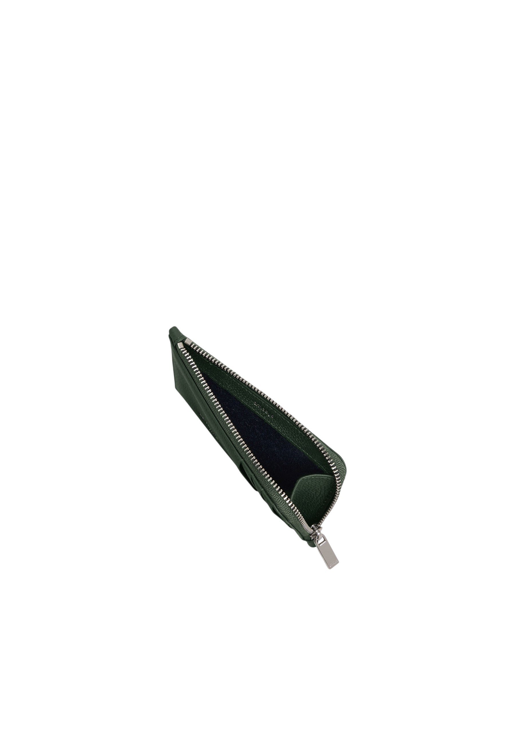 Porte cartes large zippé lucien en cuir grainé LE TANNEUR Vert