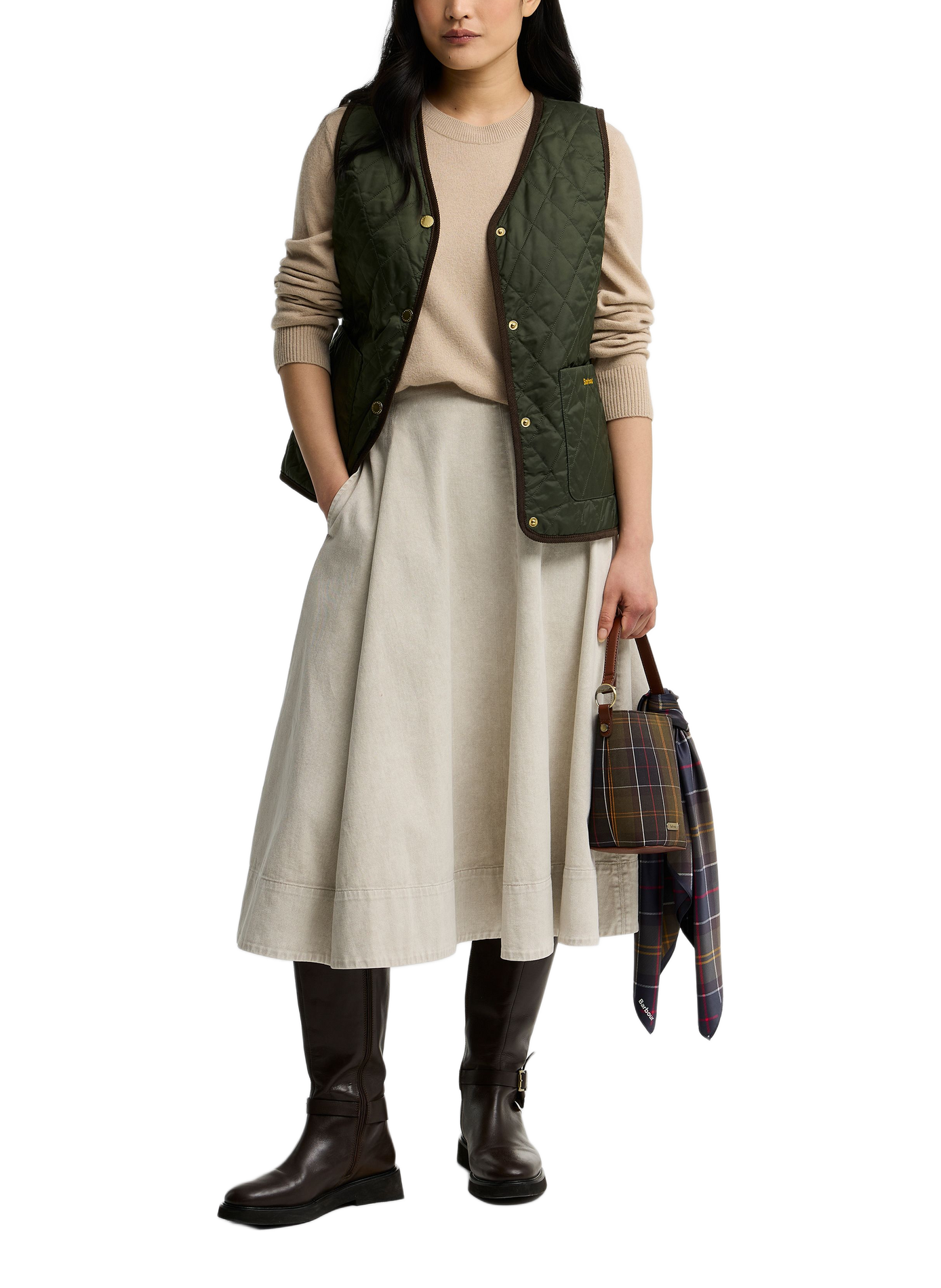 Veste col V sans manches BARBOUR Kaki