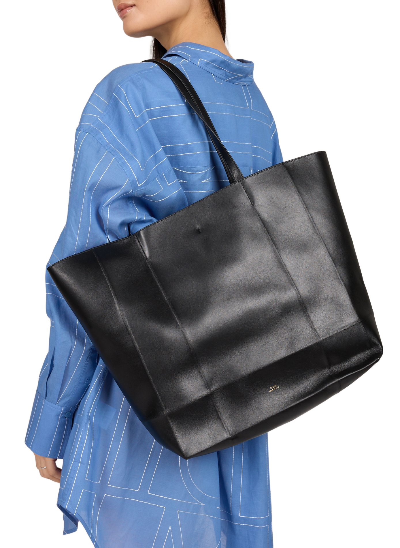 Sac cabas en cuir de vache TOTEME Noir