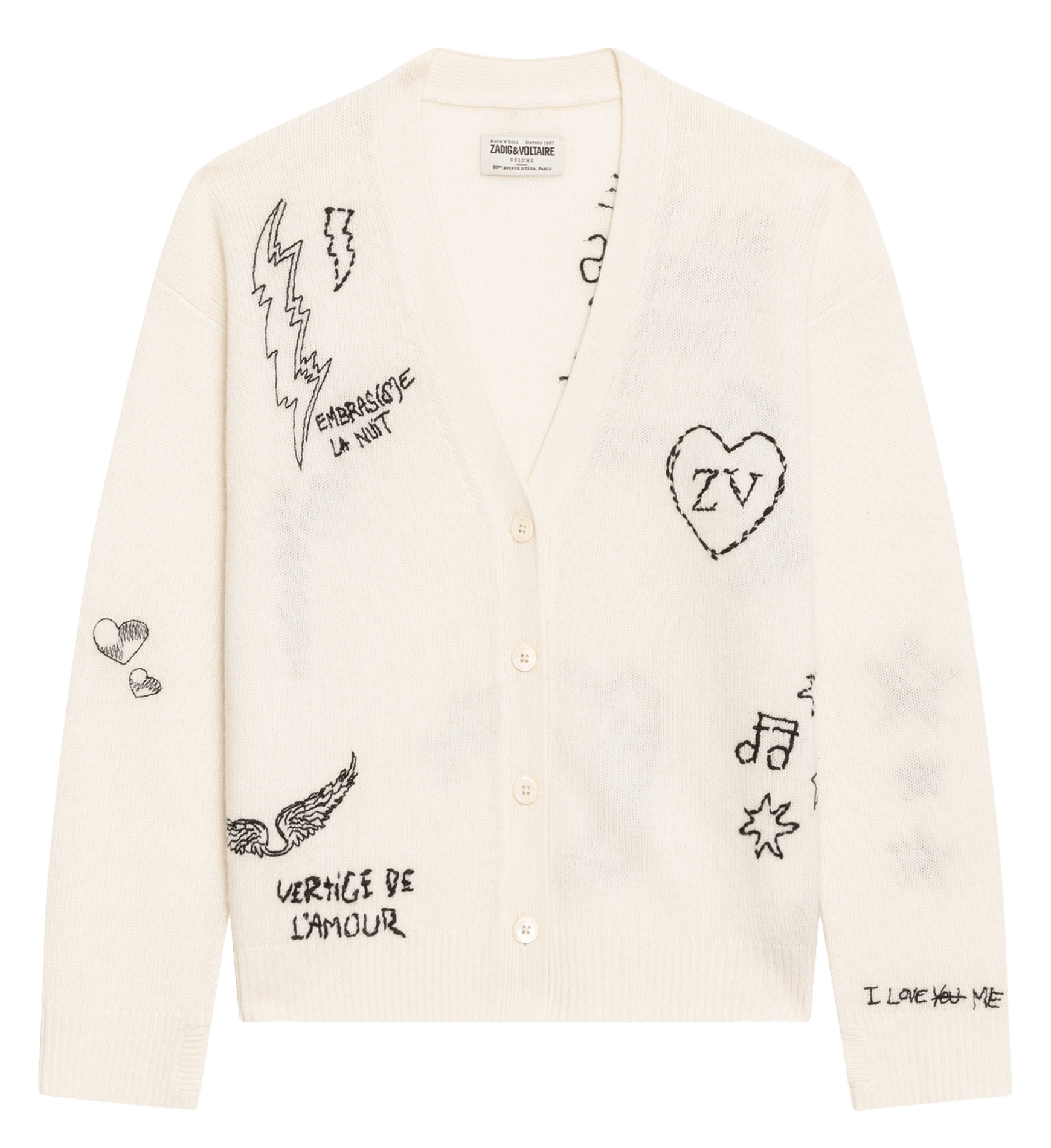 Cardigan ample à motifs brodés en cachemire mirkaz ZADIG&VOLTAIRE Beige