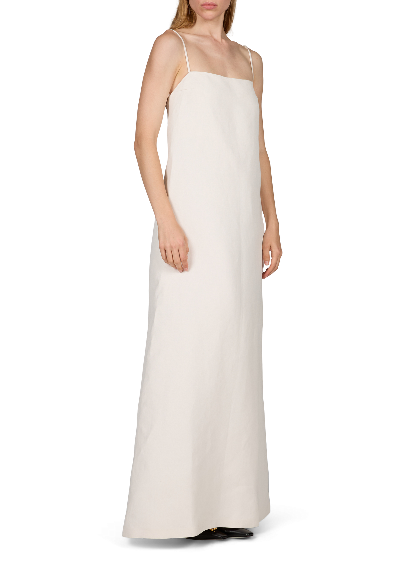 Robe longue décolleté dos en soie mélangée CALVIN KLEIN COLLECTION Blanc