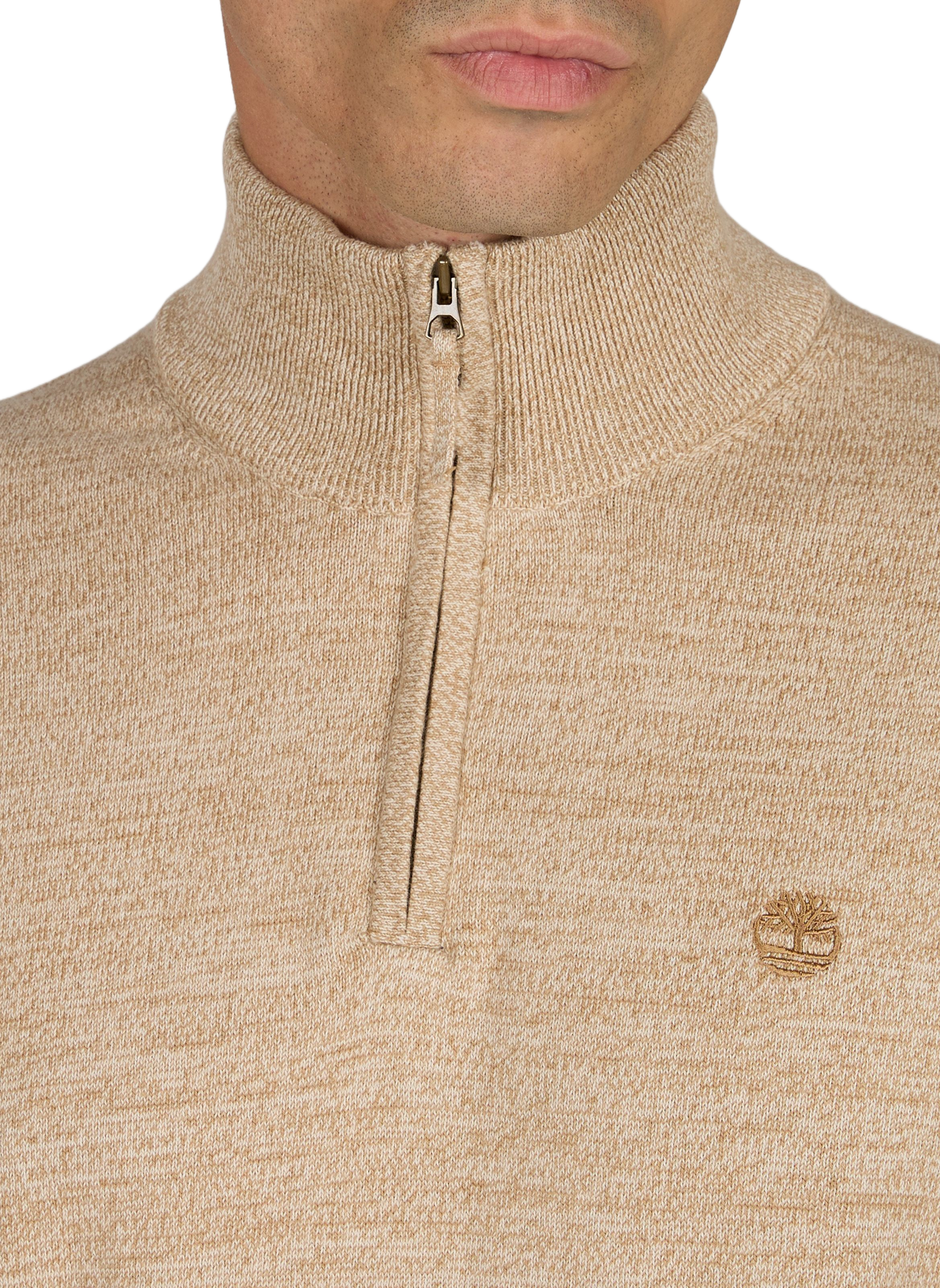Straight cut high-neck cotton sweater | Beige TIMBERLAND Men