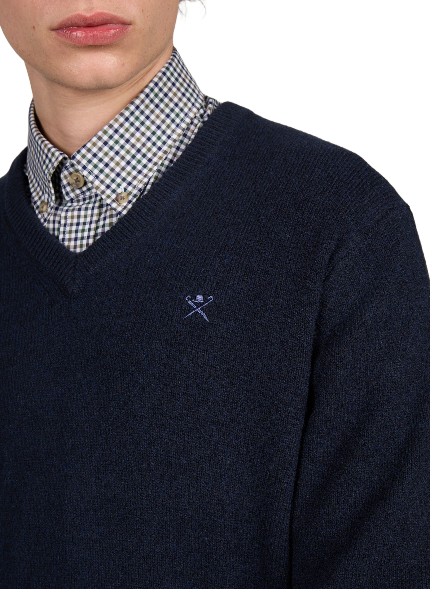 Straight V-neck wool jumper HACKETT Blue