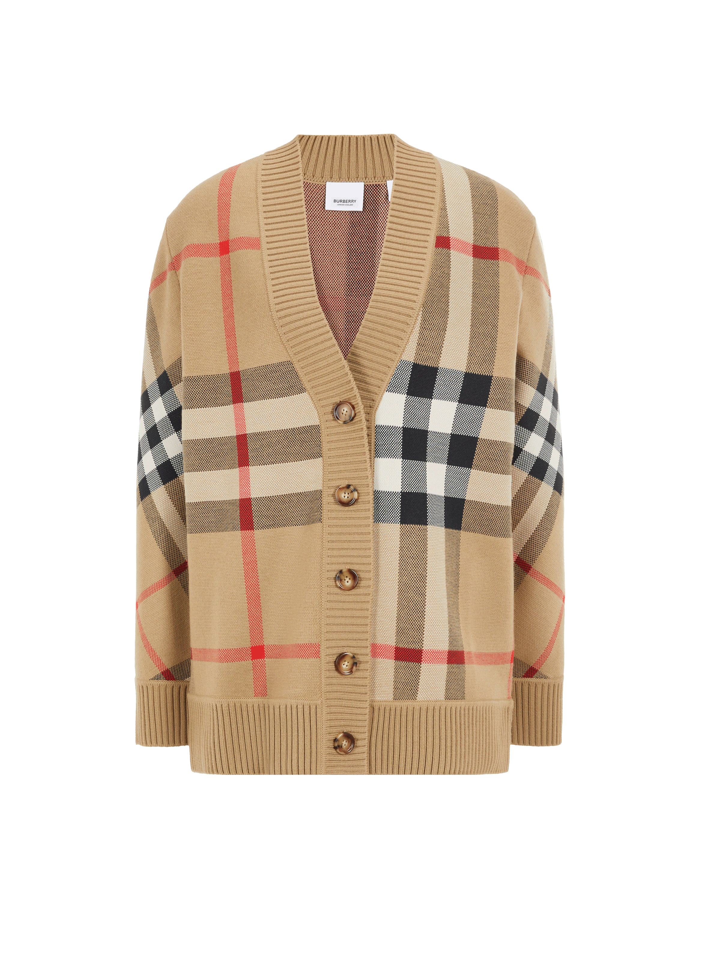 Vintage check merino wool-blend cardigan BURBERRY Brown