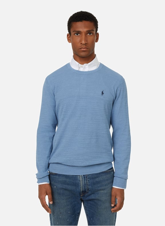 Pull fin en coton et lin Bleu by POLO RALPH LAUREN POLO RALPH LAUREN Pull fin en coton et lin Bleu