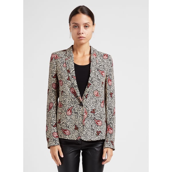 Veste ajustée col tailleur imprimé cachemire