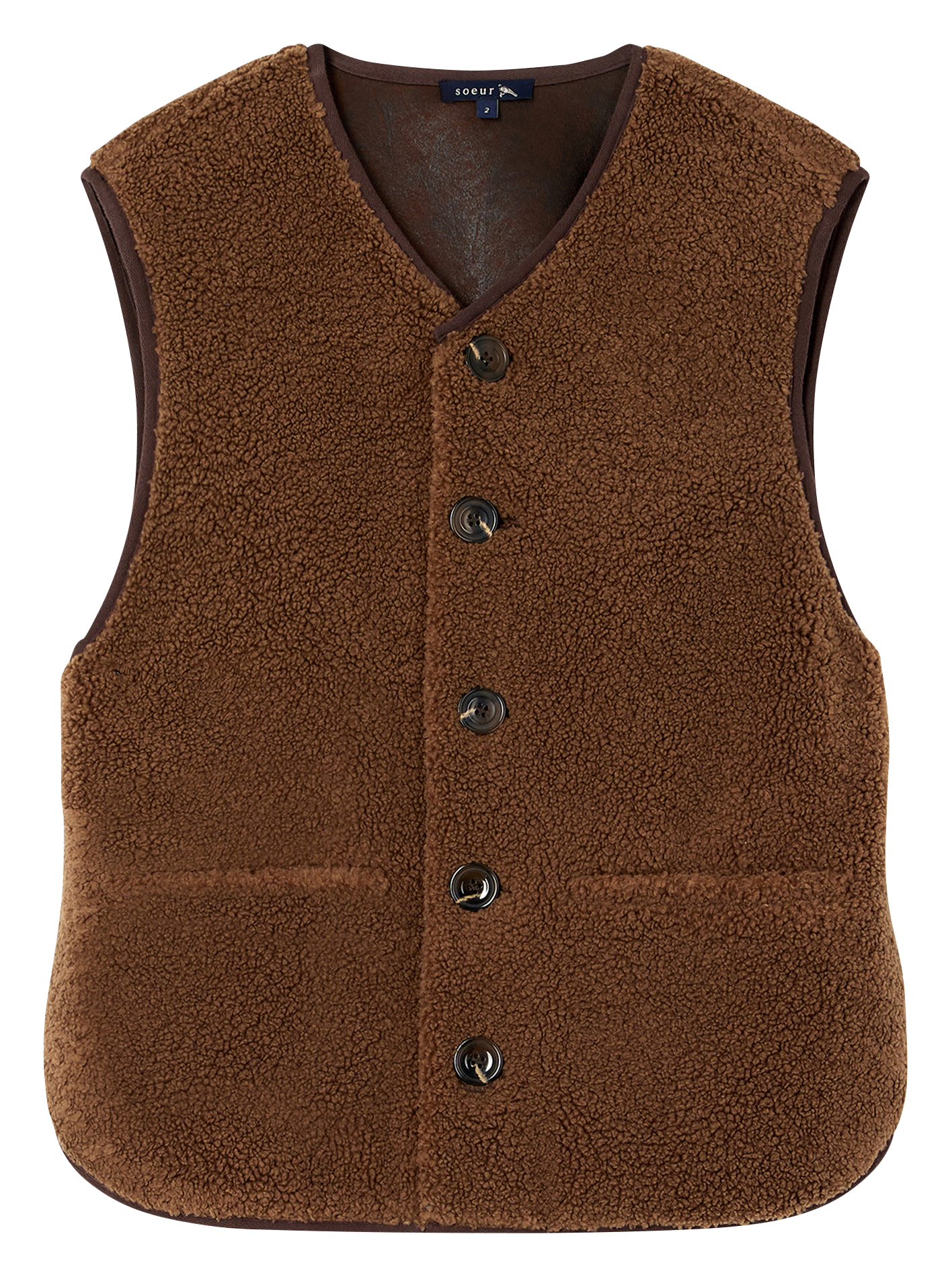 Gilet sans manches aspect mouton fusil SOEUR Marron