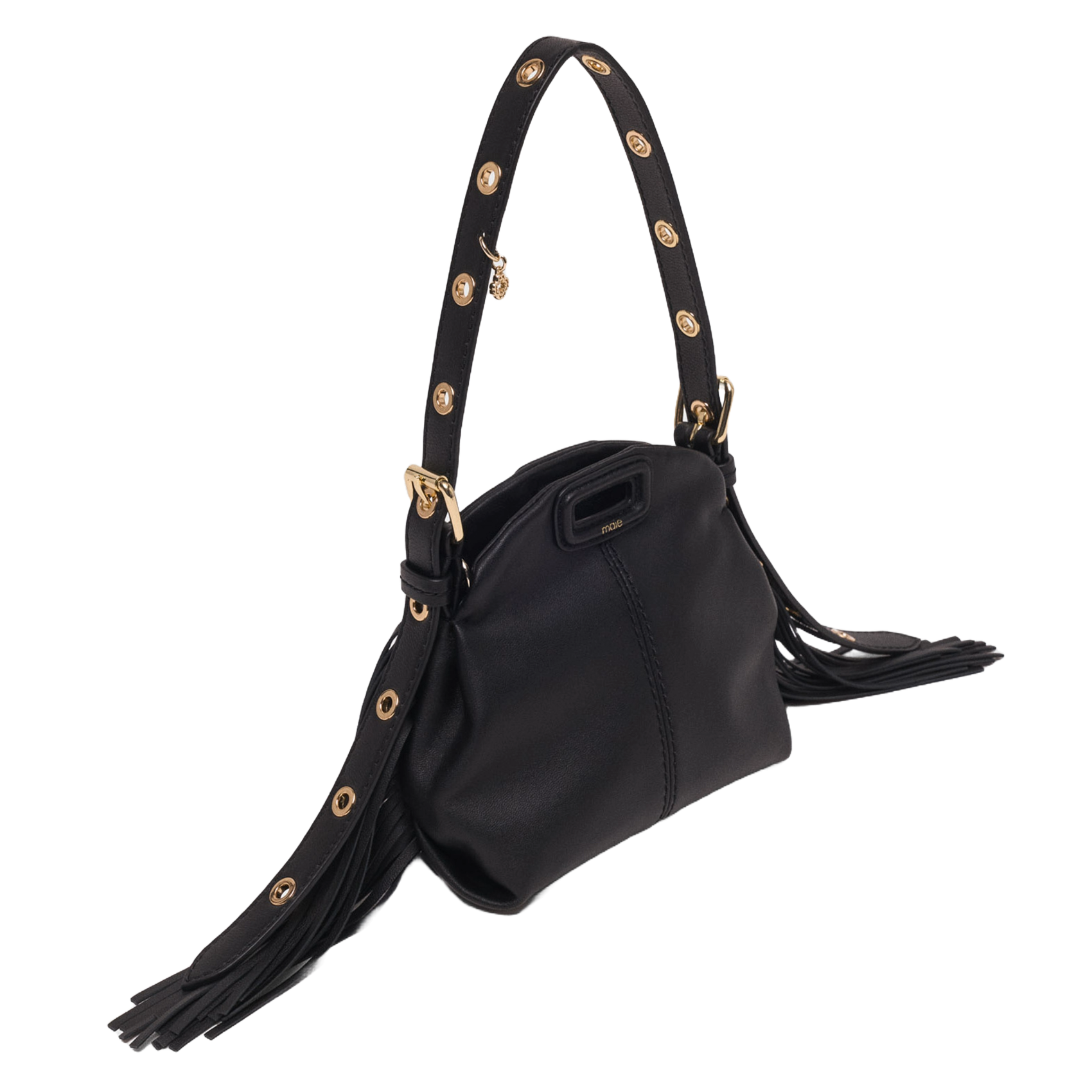 Sac bandoulière en cuir miss m MAJE Noir