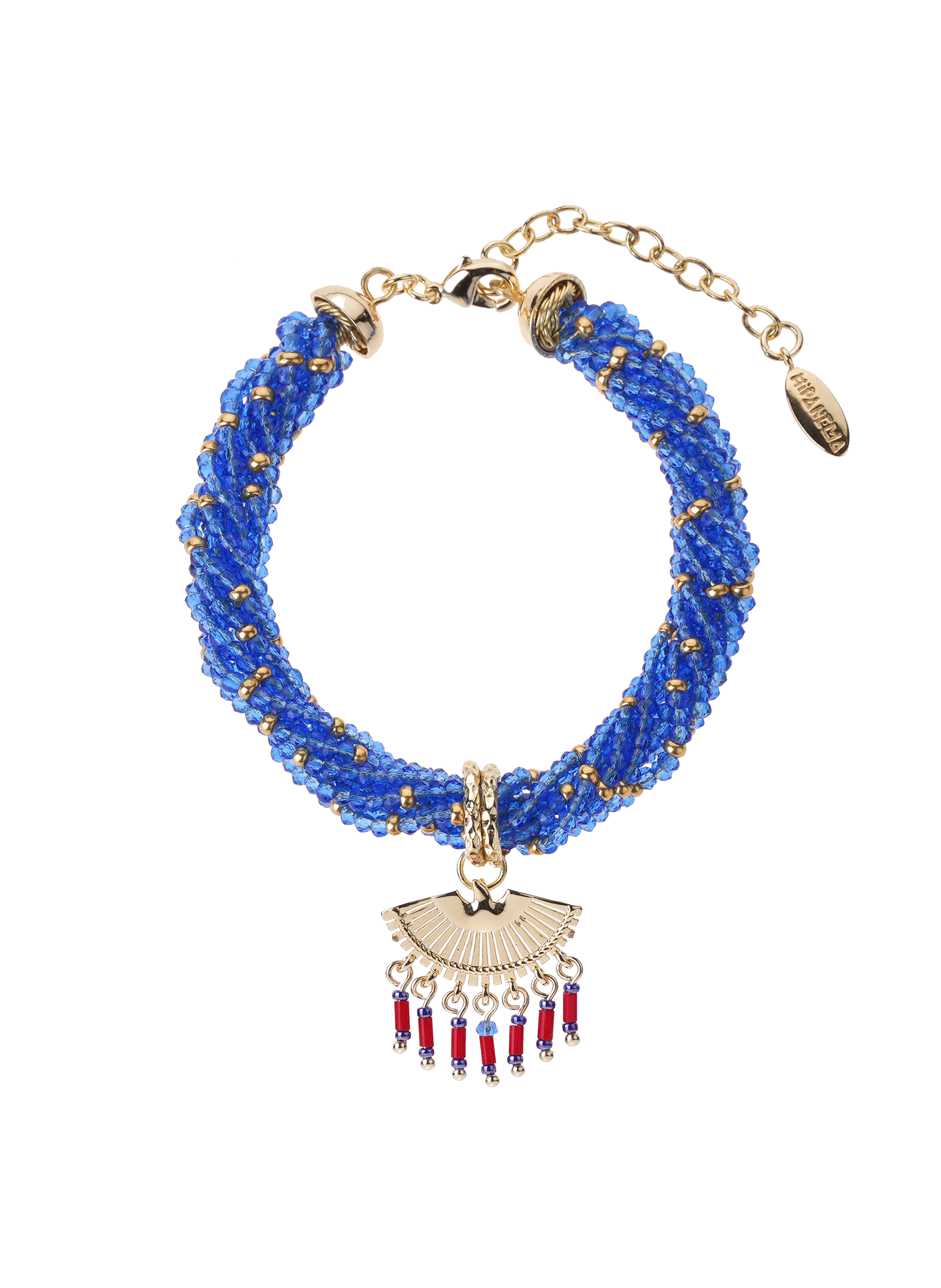 Bracelet de perles torsadées réglable avec pendentif nali HIPANEMA Bleu