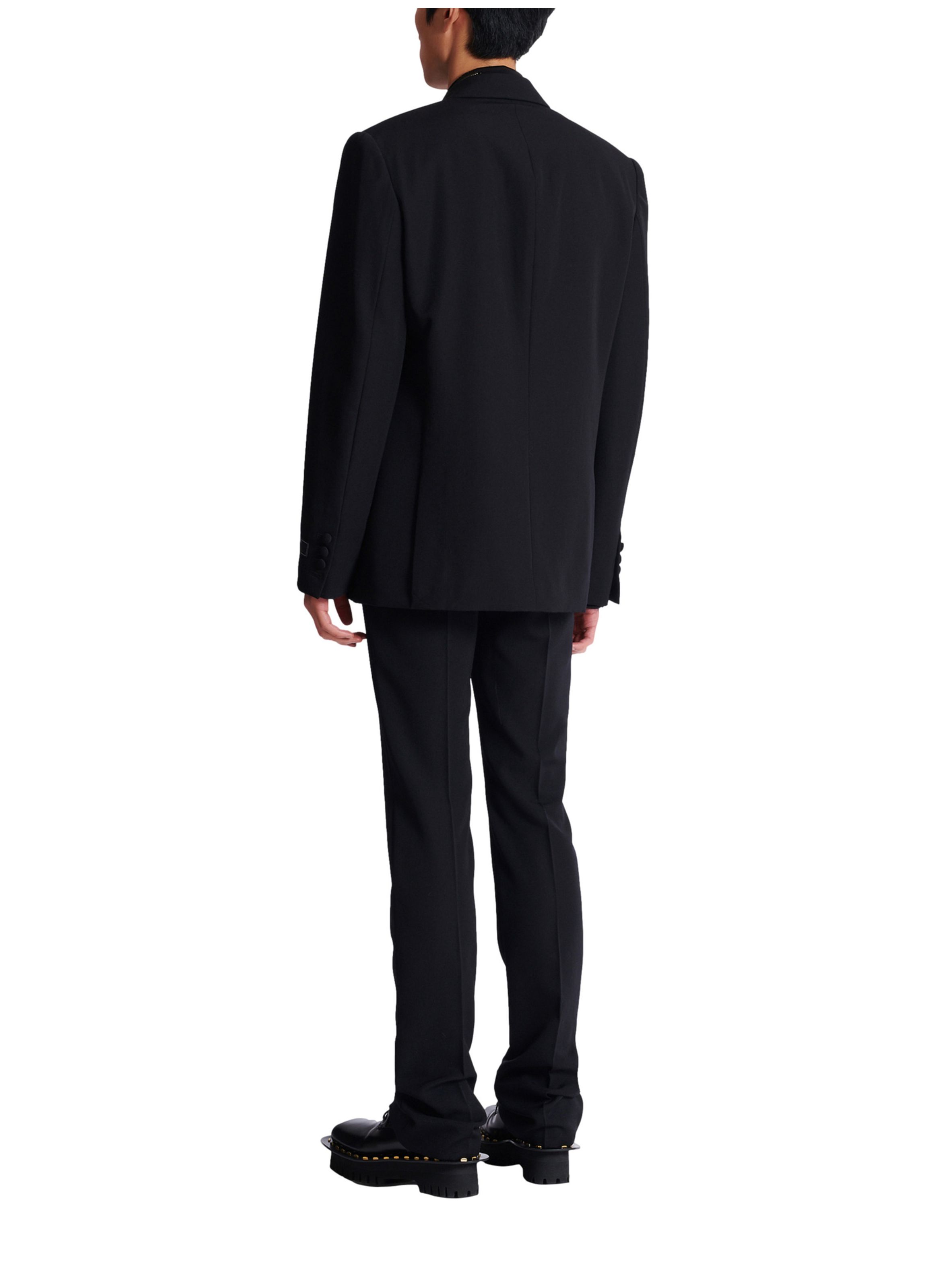 Veste 1 bouton en grain de poudre Noir