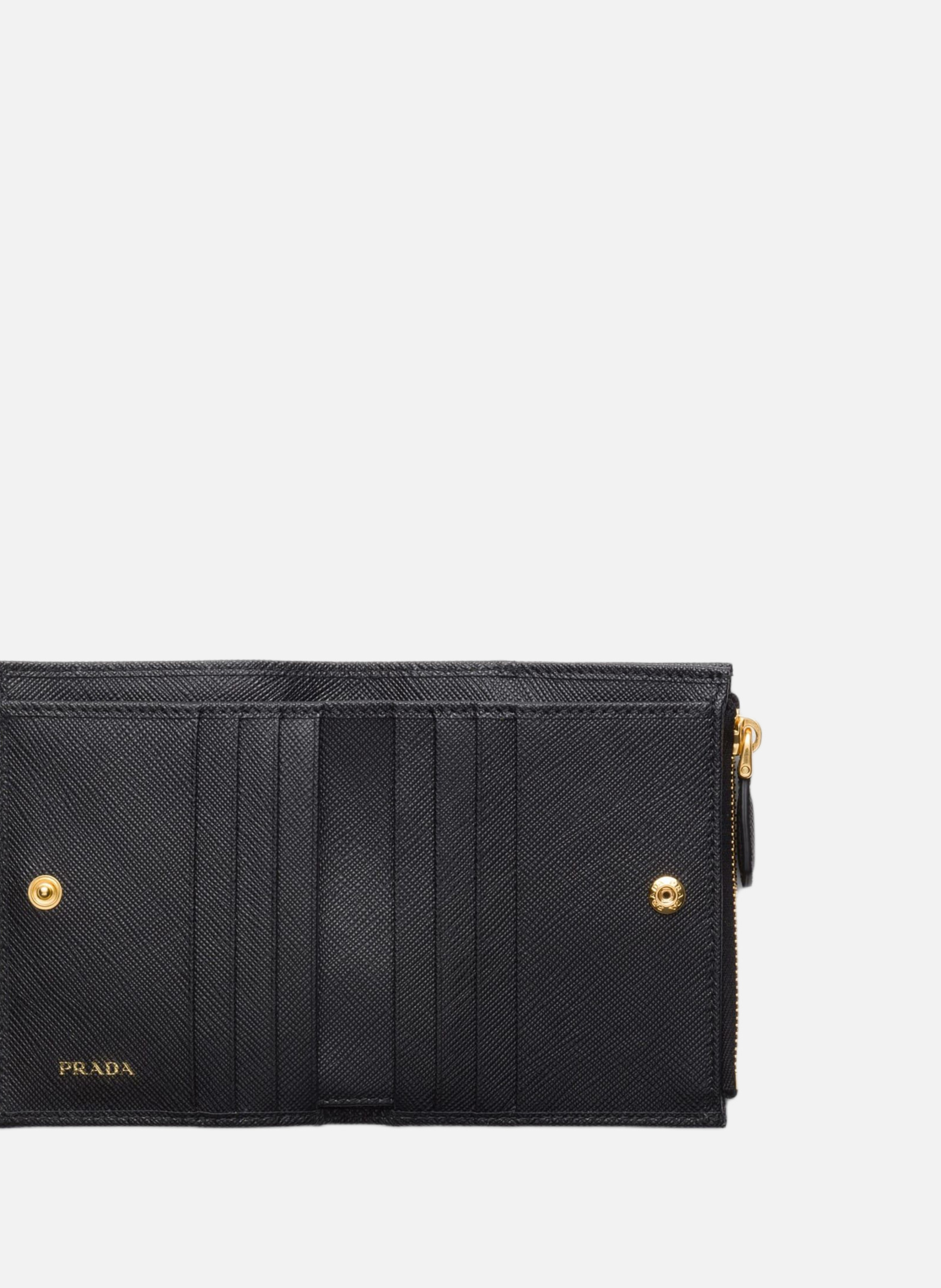 Petit portefeuille en cuir saffiano PRADA Noir