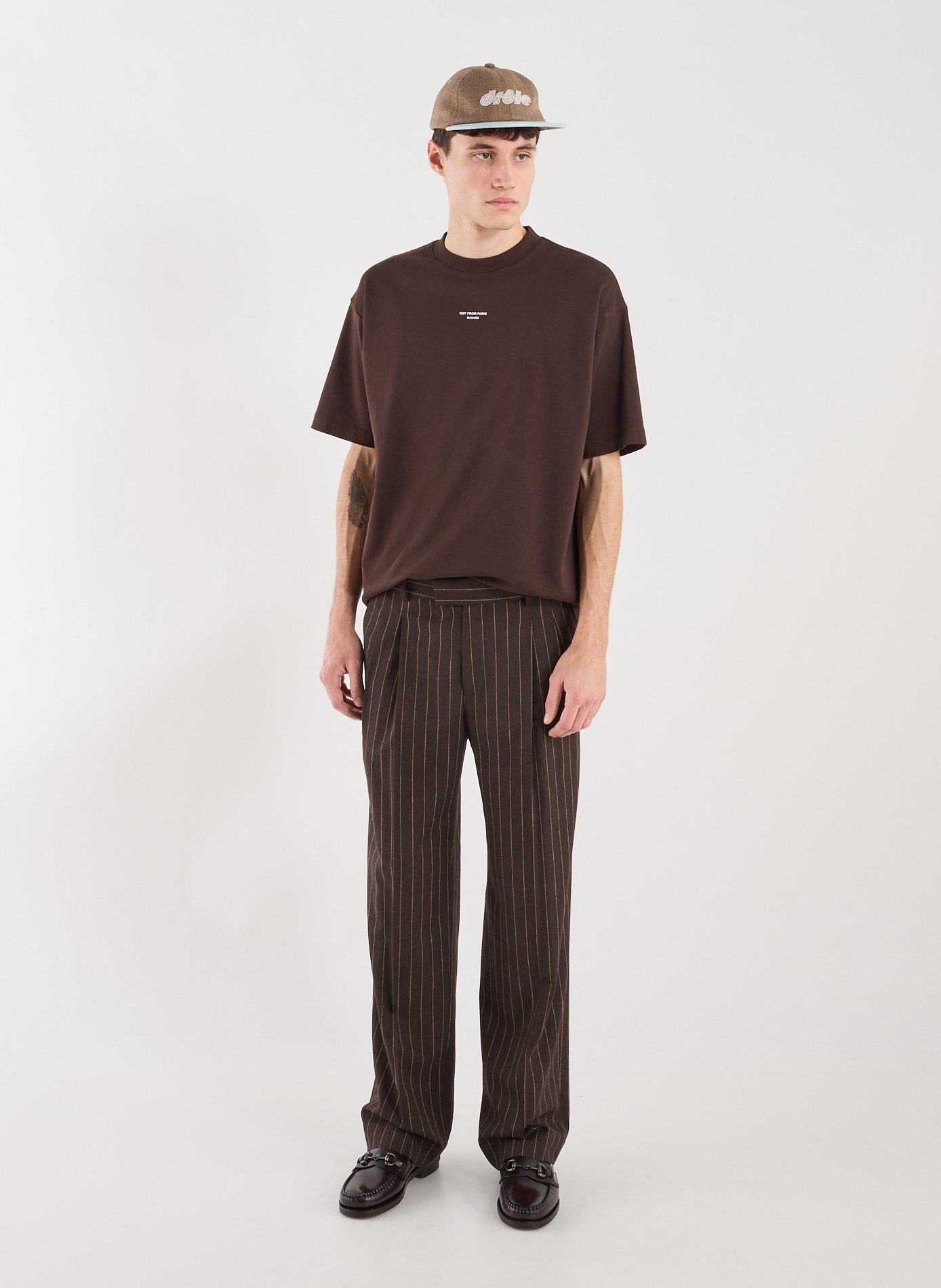 T-shirt with Cotton Slogan DROLE DE MONSIEUR Brown