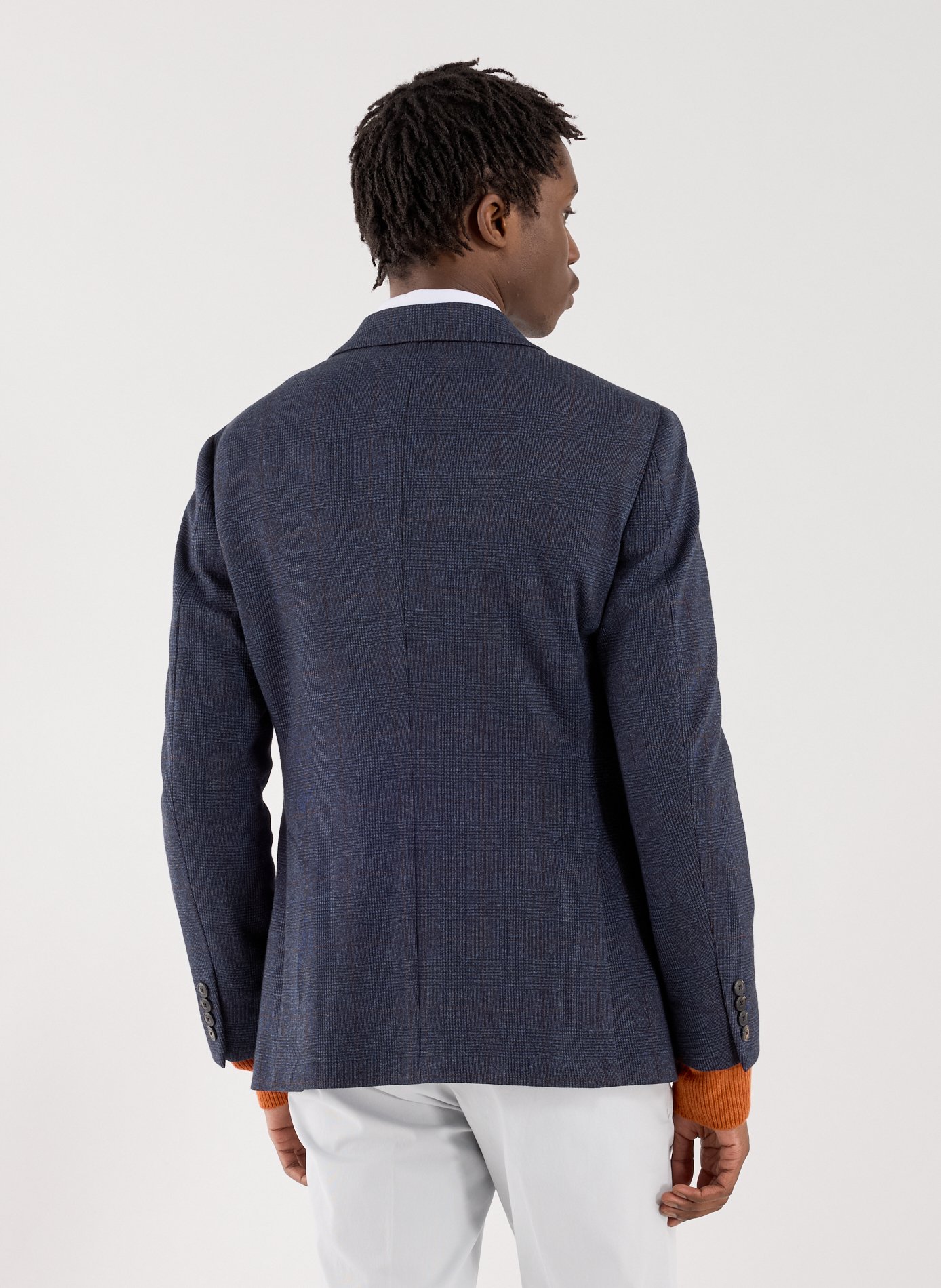 Fitted blazer with tailored collar in blended cotton HACKETT Blue