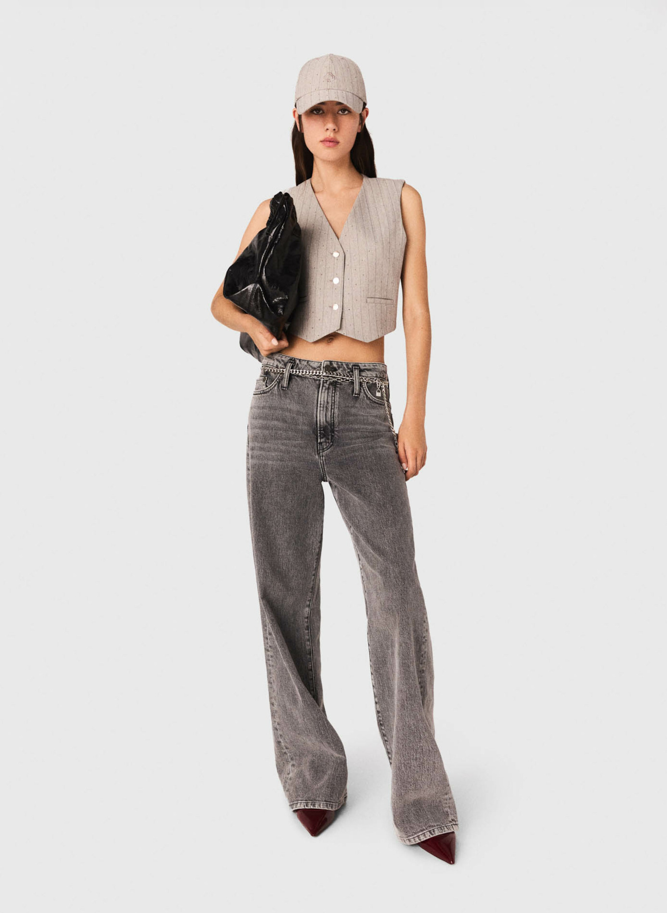 Gilet ajusté à rayures Gris