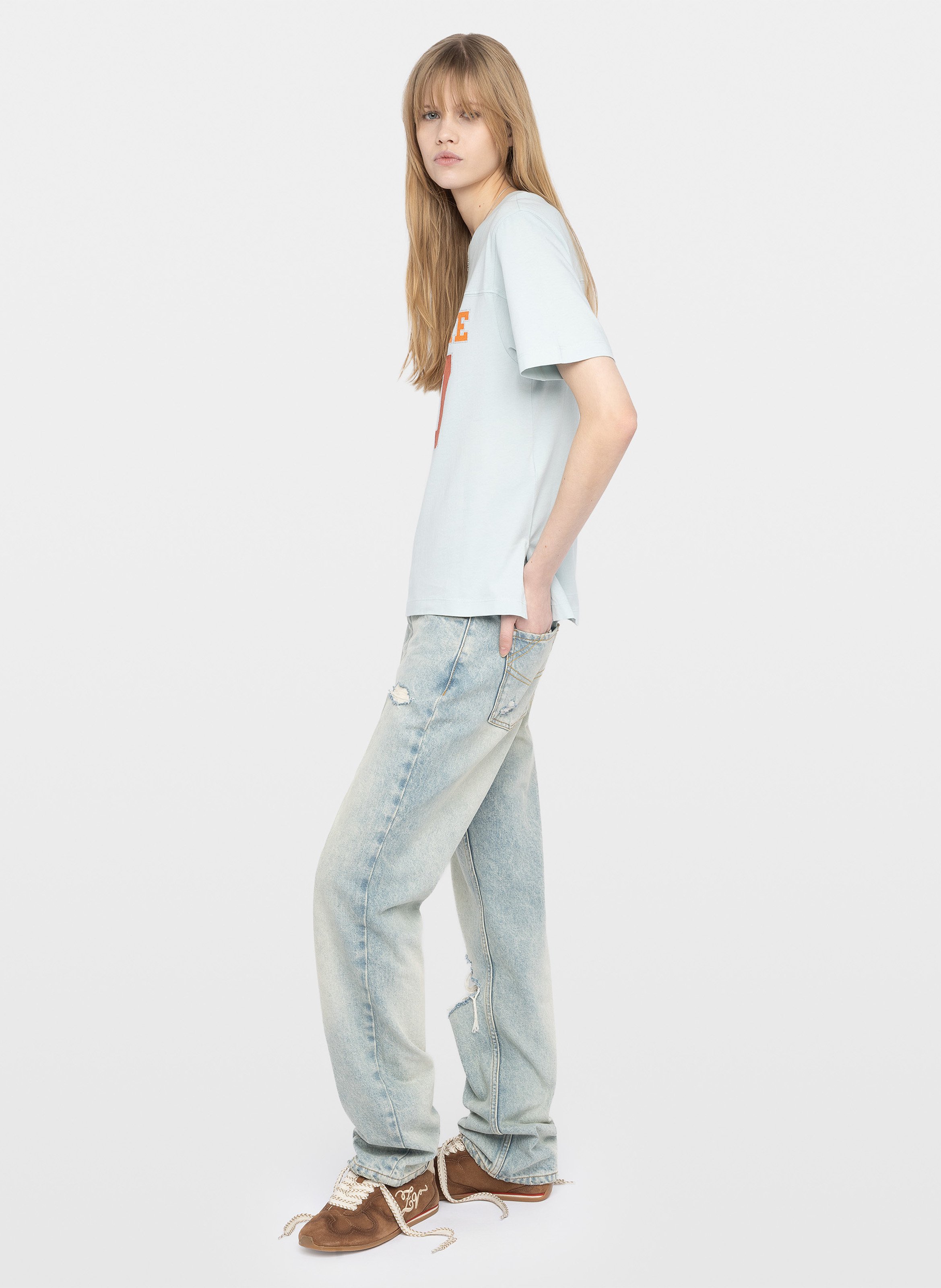 Tee-shirt manches courtes imprimé avec strass boo ZADIG&VOLTAIRE Bleu