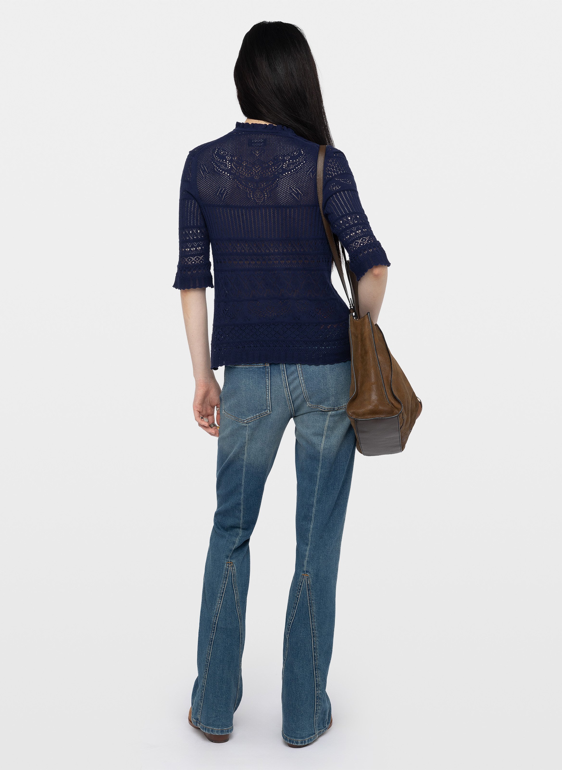 Top col rond en coton mem ZADIG&VOLTAIRE Bleu