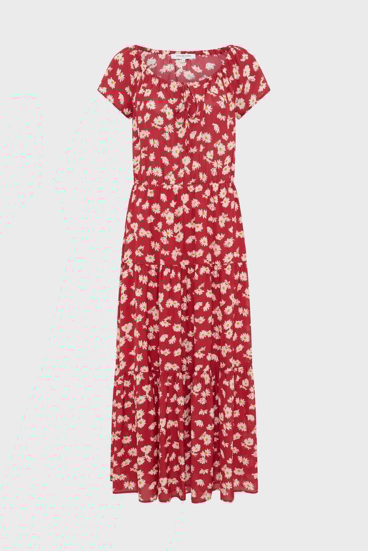 Robe longue plissée à fleurs - rifka GERARD DAREL Rouge