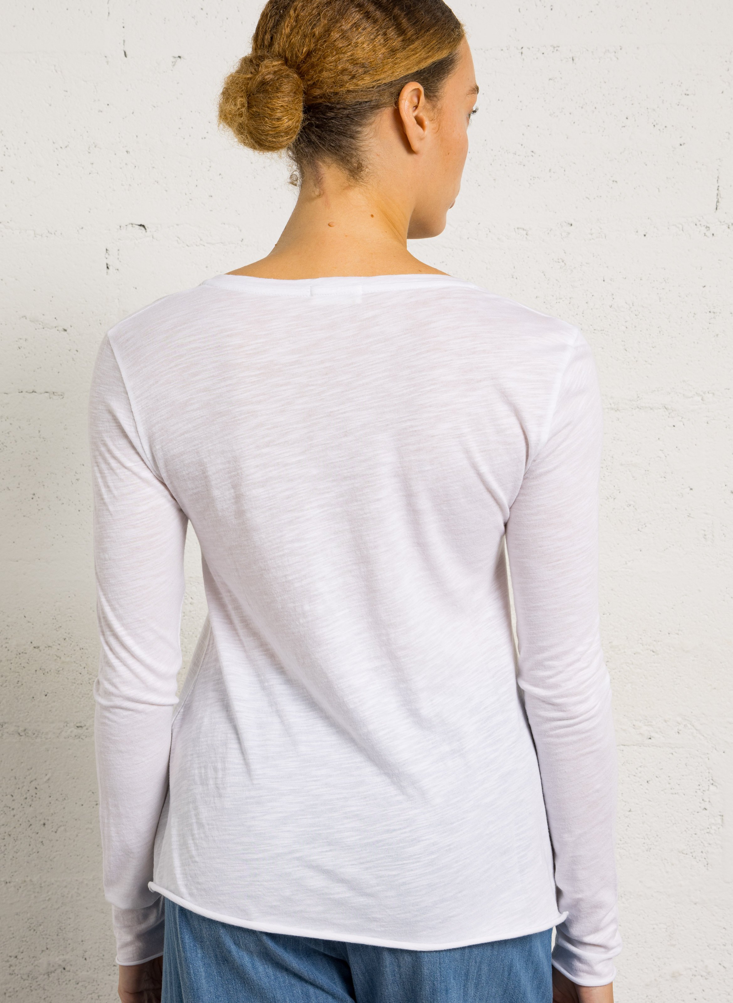 Tee-shirt col v en coton mélangé jacksonville AMERICAN VINTAGE Blanc