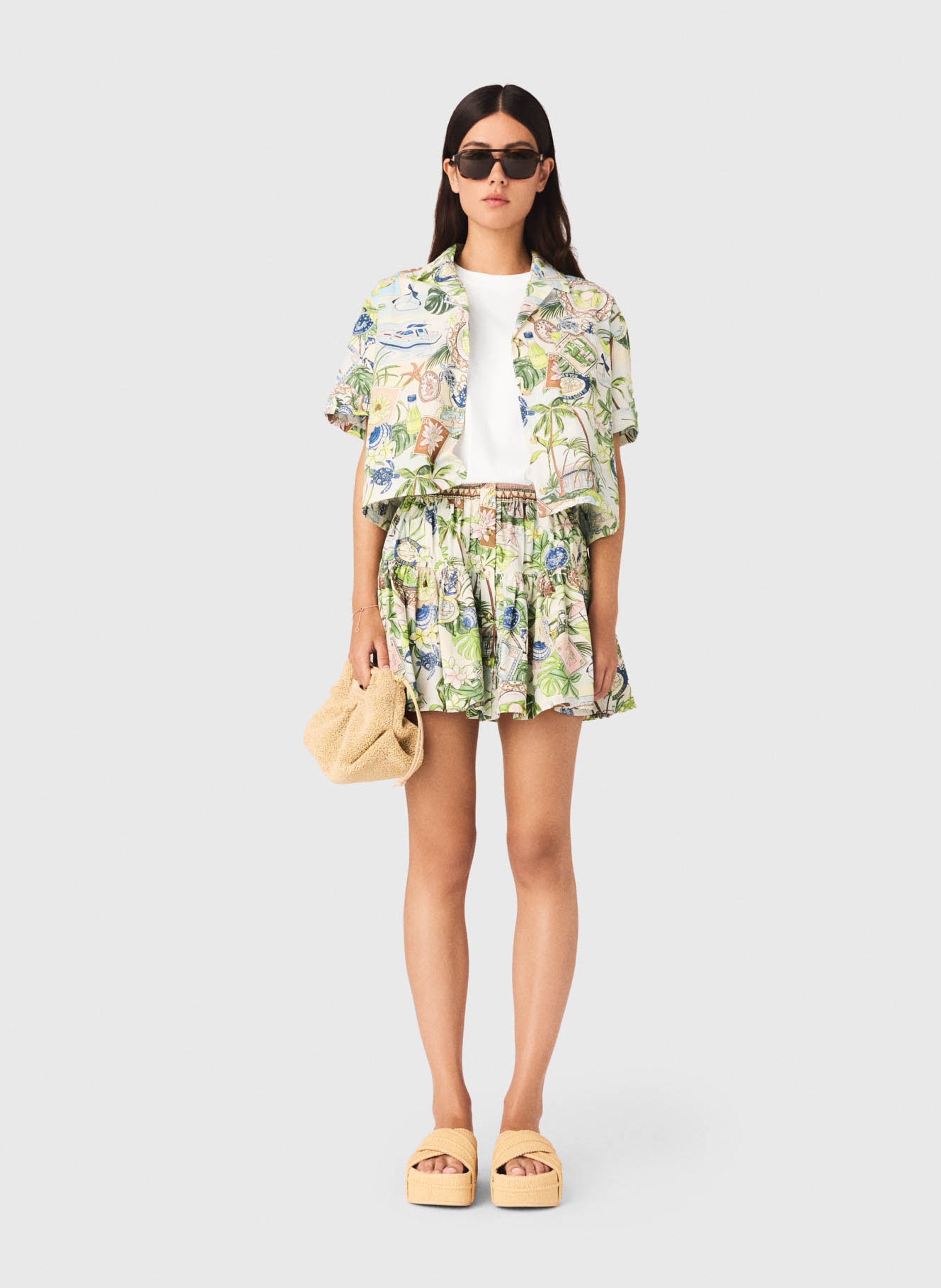 Chemise courte ample imprimée MAJE Multicolore