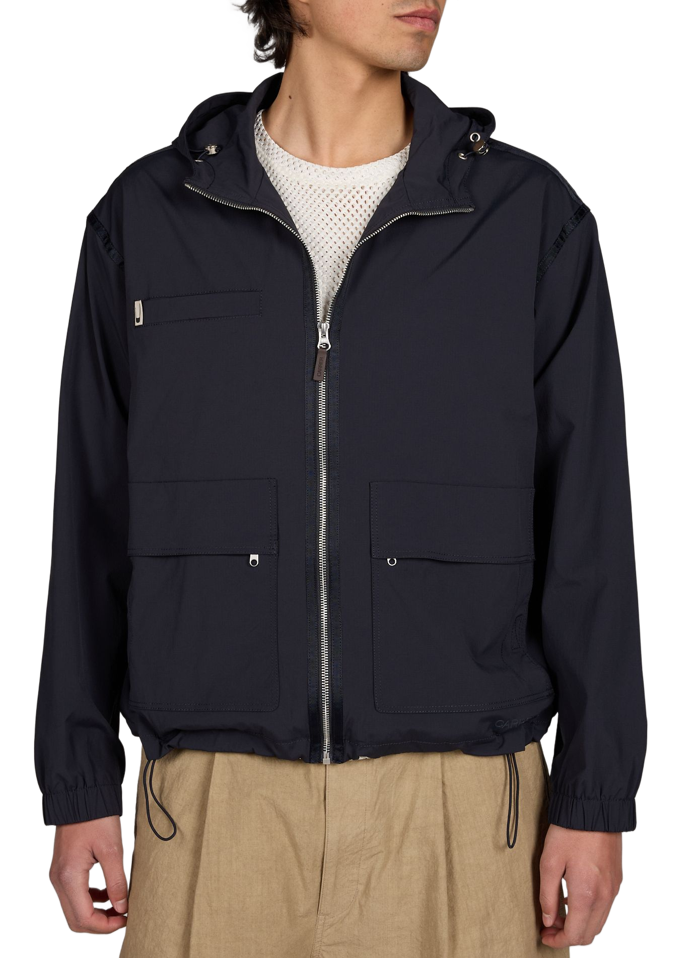 Veste droite col montant à capuche CARRER Bleu