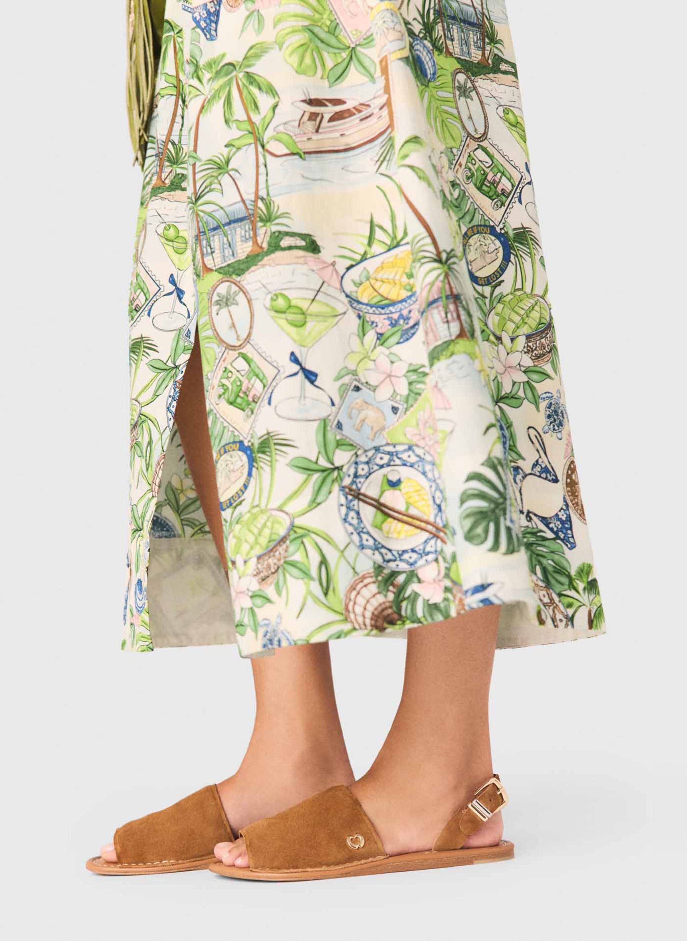 Sandales plates en cuir velours MAJE Beige