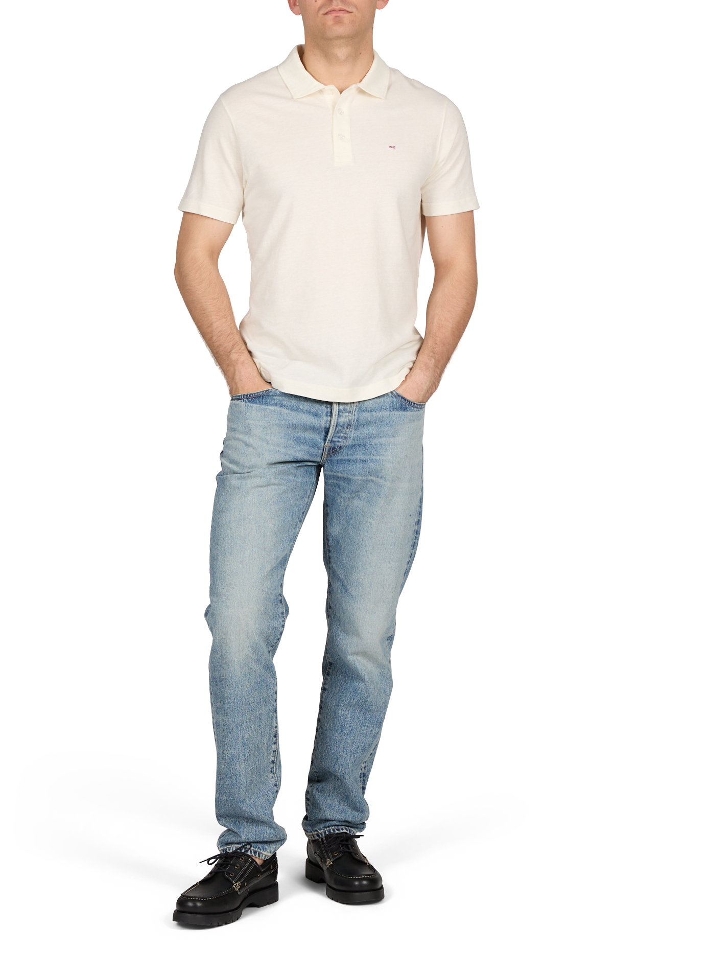 Polo à manches courtes en coton et lin EDEN PARK Beige