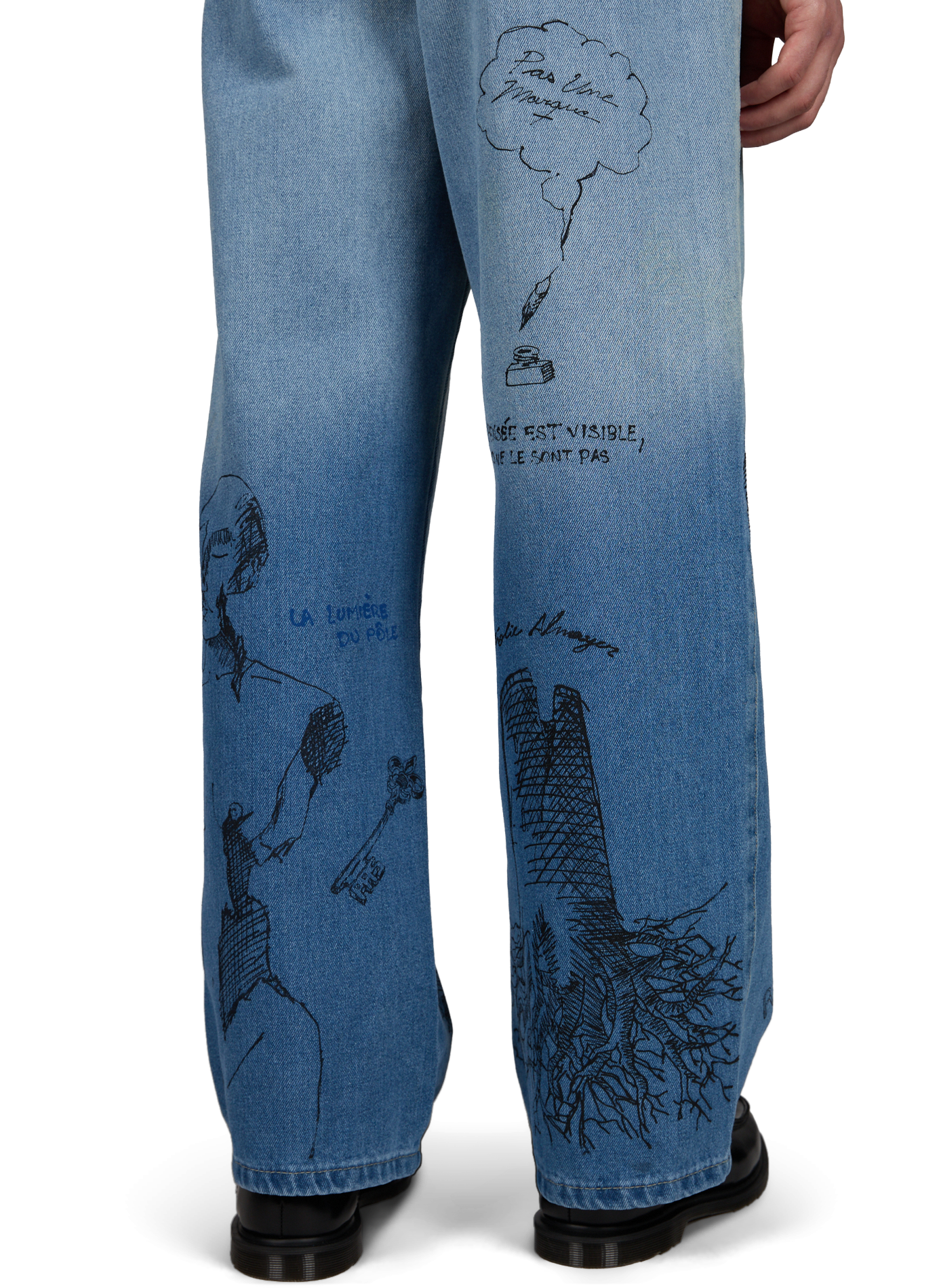 Rechte jeans met katoenen print PAS UNE MARQUE Blauw