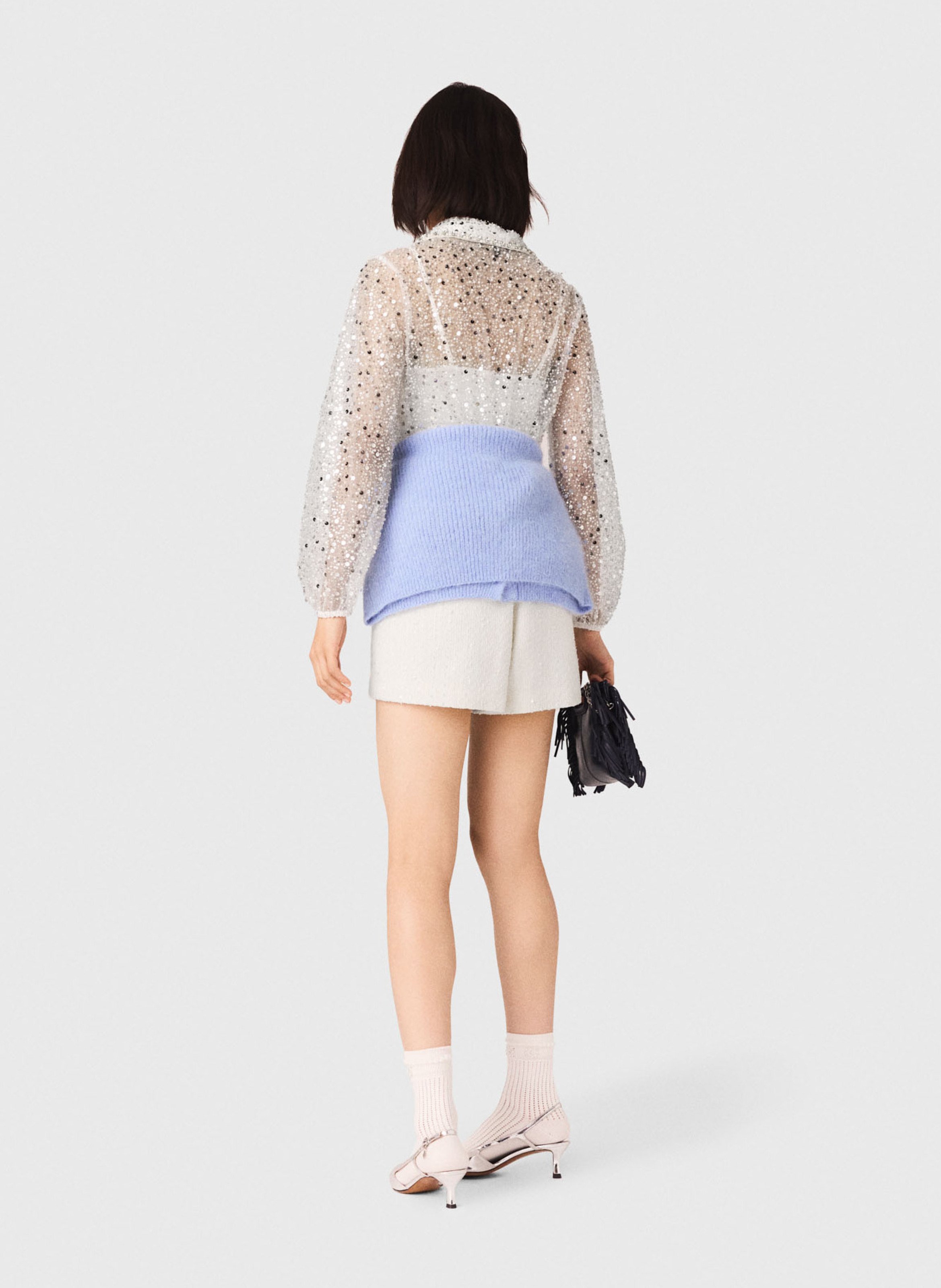 Combishort col claudine à paillettes MAJE Beige