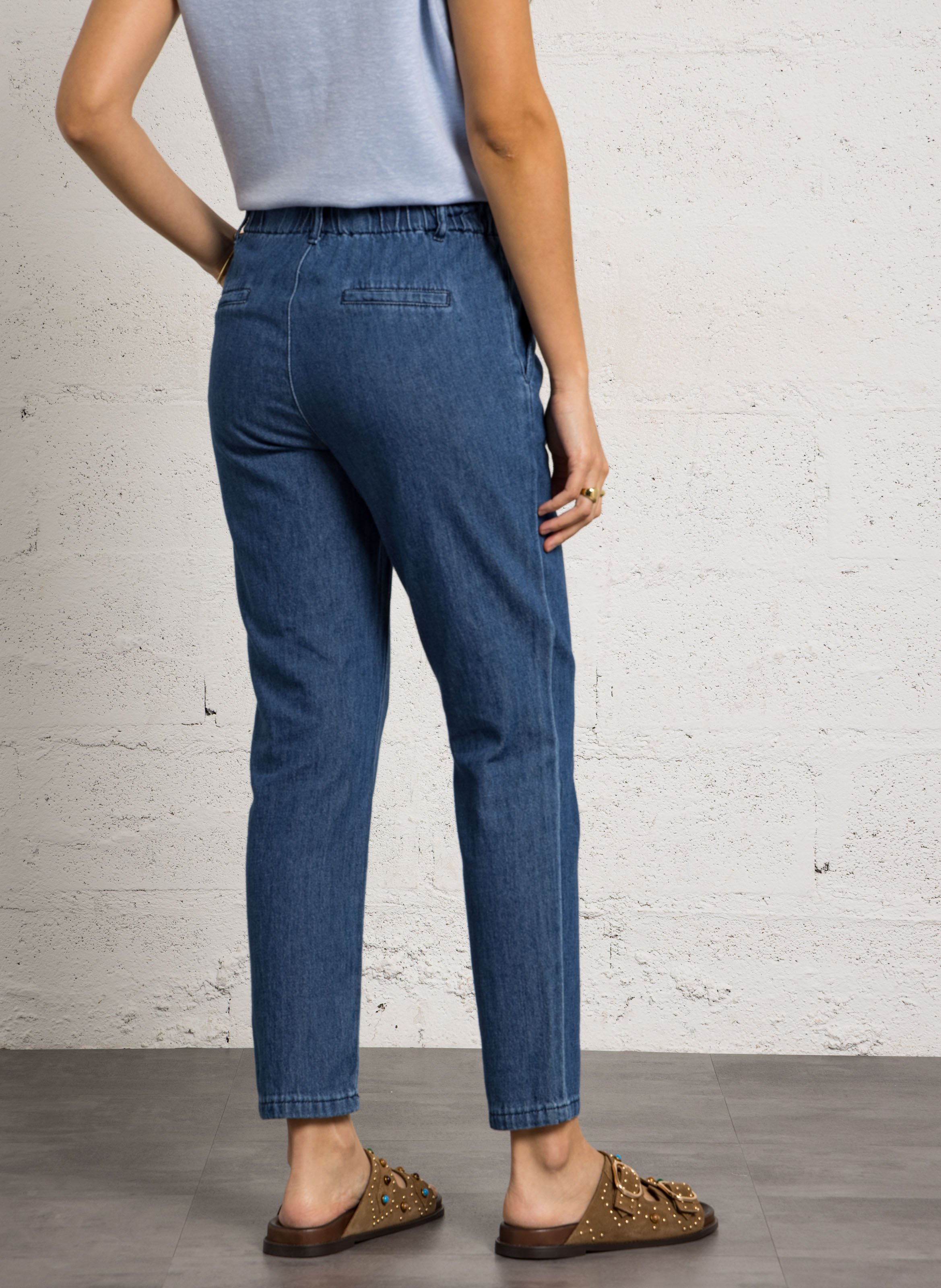 Pantalon carotte taille haute denim sabil MAISON 123 Bleu