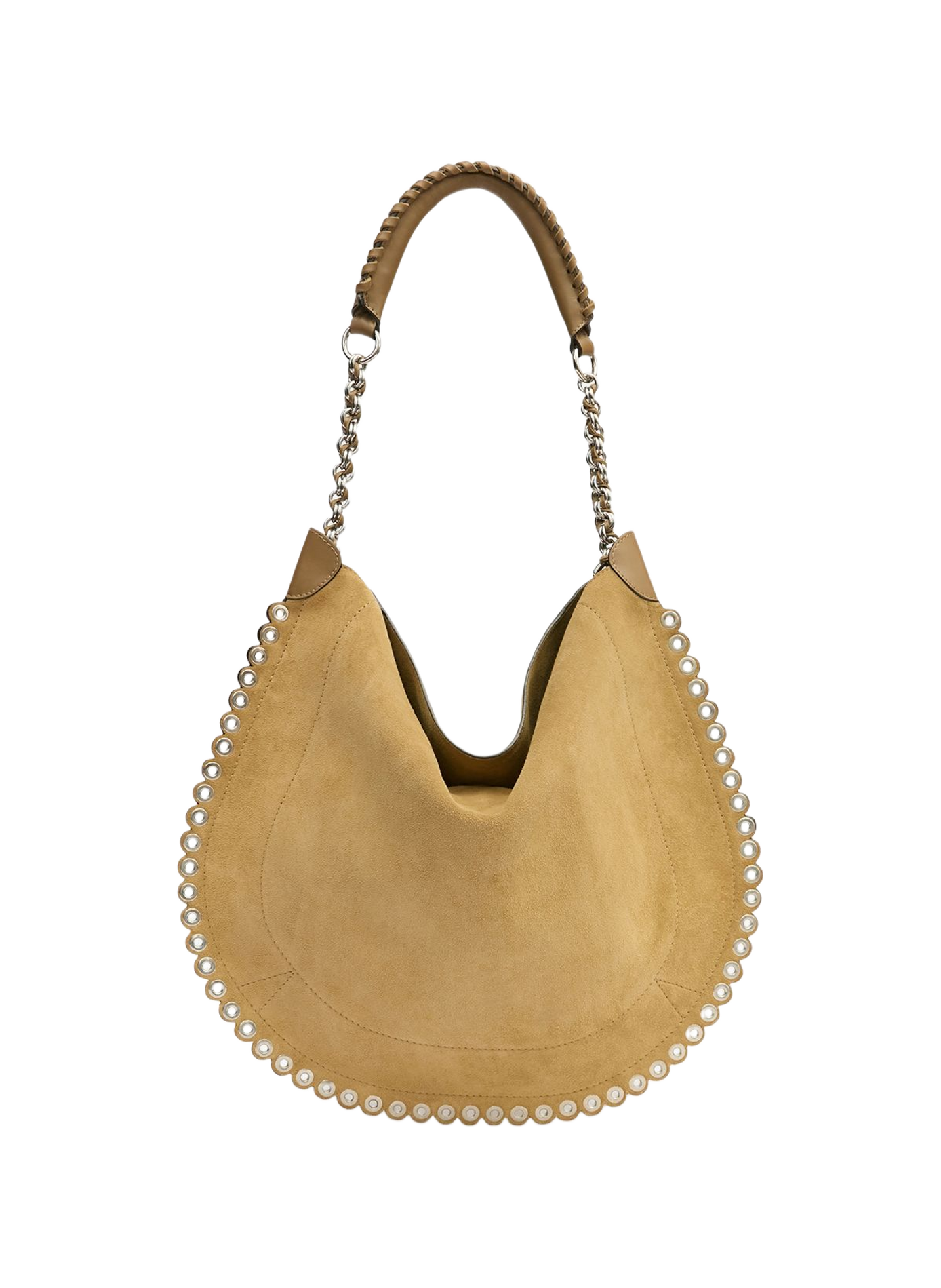 Oskan Hobo Soft Chain Bag in Suede Leather ISABEL MARANT Beige