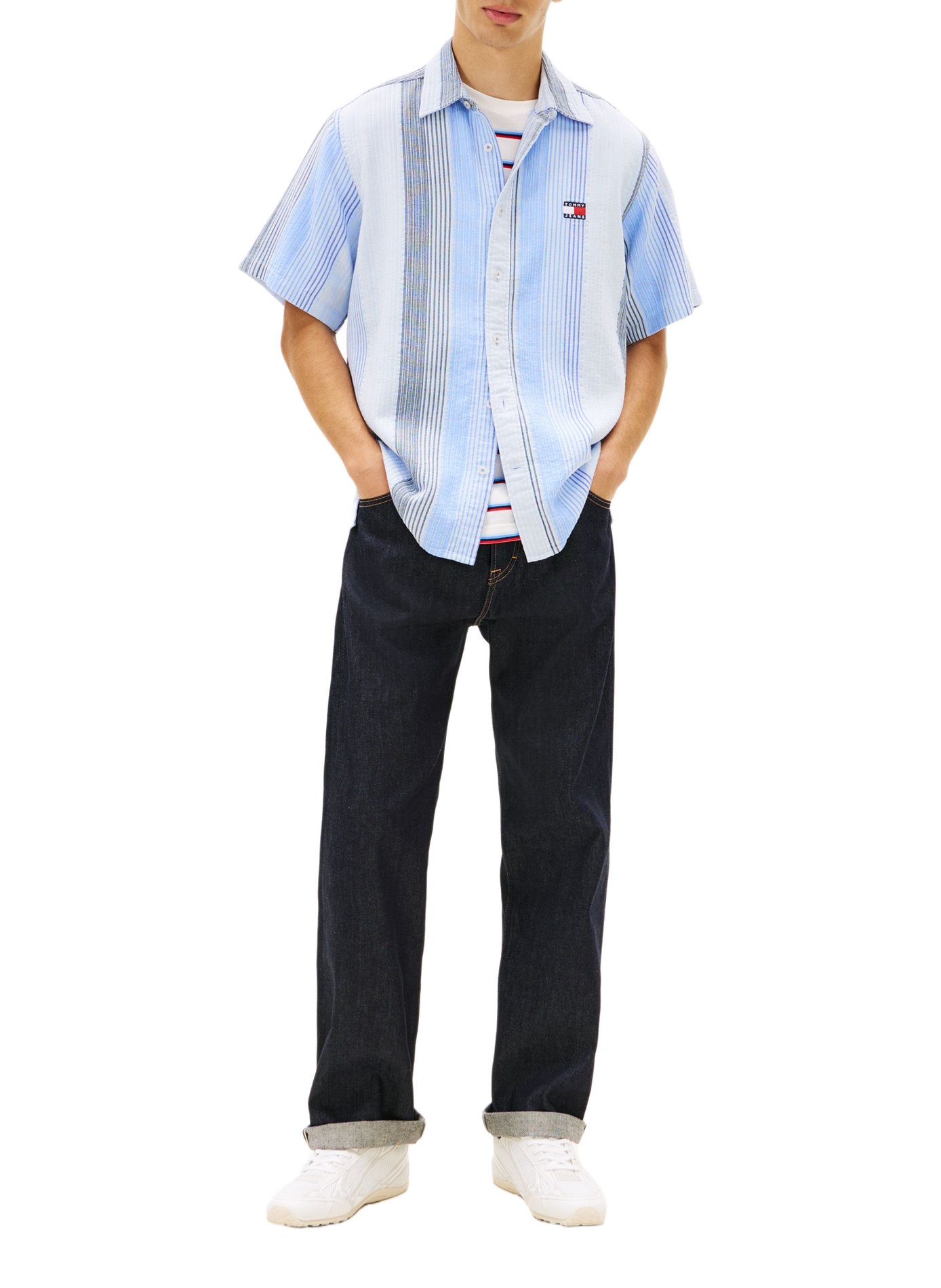 Short-sleeved striped cotton shirt TOMMY HILFIGER Multicolour