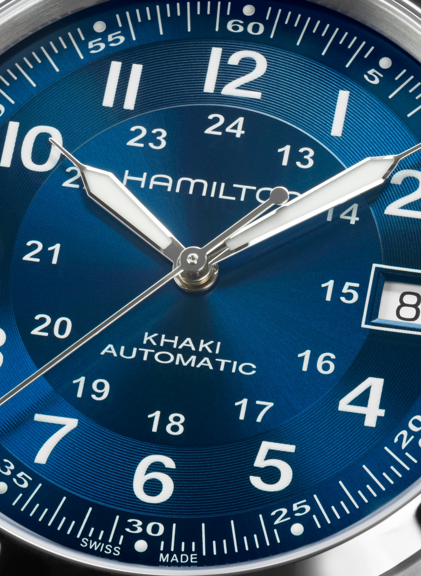 Montre Khaki Field en acier inoxydable HAMILTON Bleu