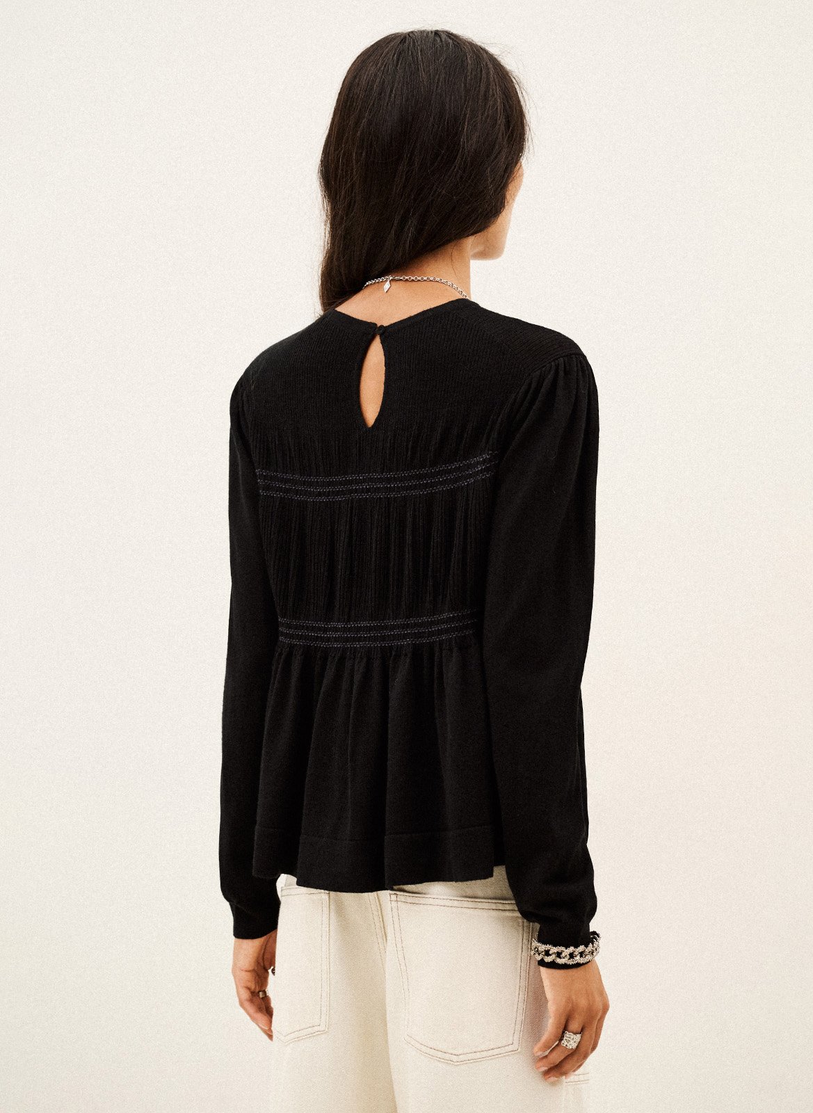 Pull droit col rond en laine sofia BA&SH Noir
